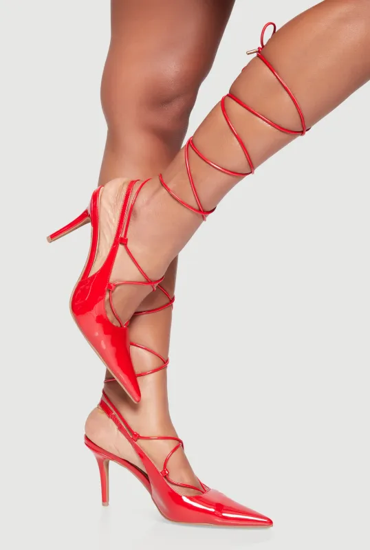 Strappy Lace Up Pointed Toe Stiletto Heels sold by Rainbow
