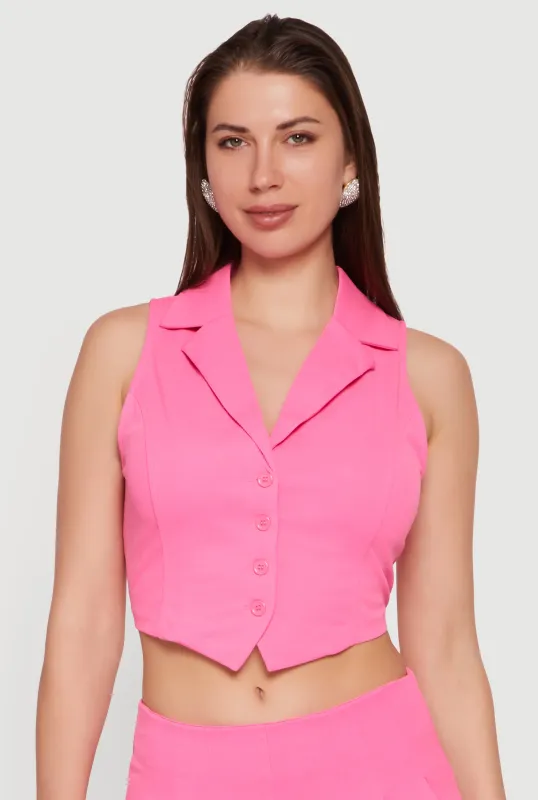 Crepe Knit Tie Back Cropped Blazer Vest sold by Rainbow