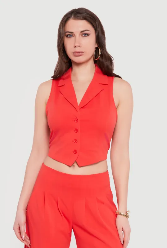 Crepe Knit Tie Back Cropped Blazer Vest sold by Rainbow