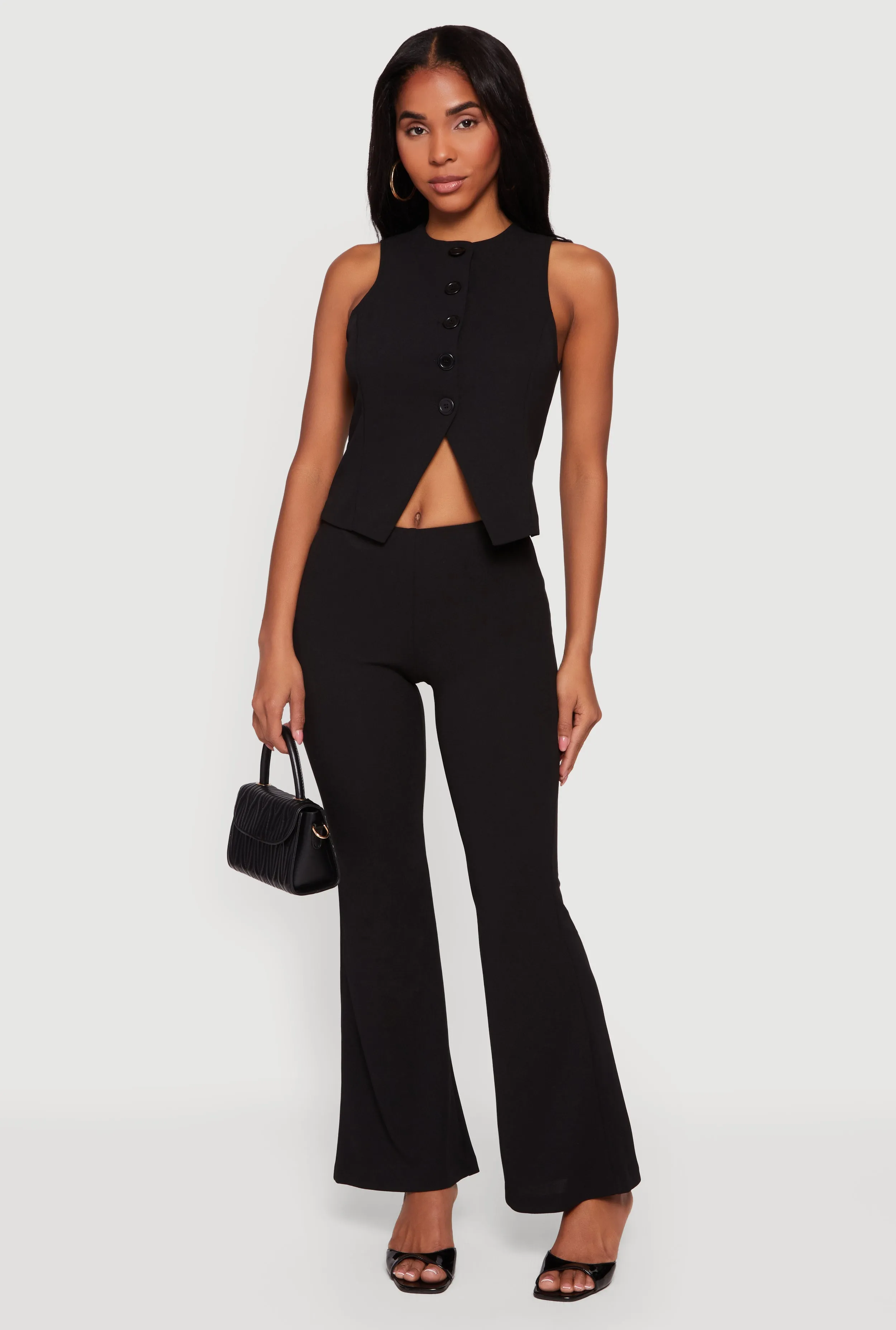 Crepe Knit Pull On Flare Pants sold by Rainbow