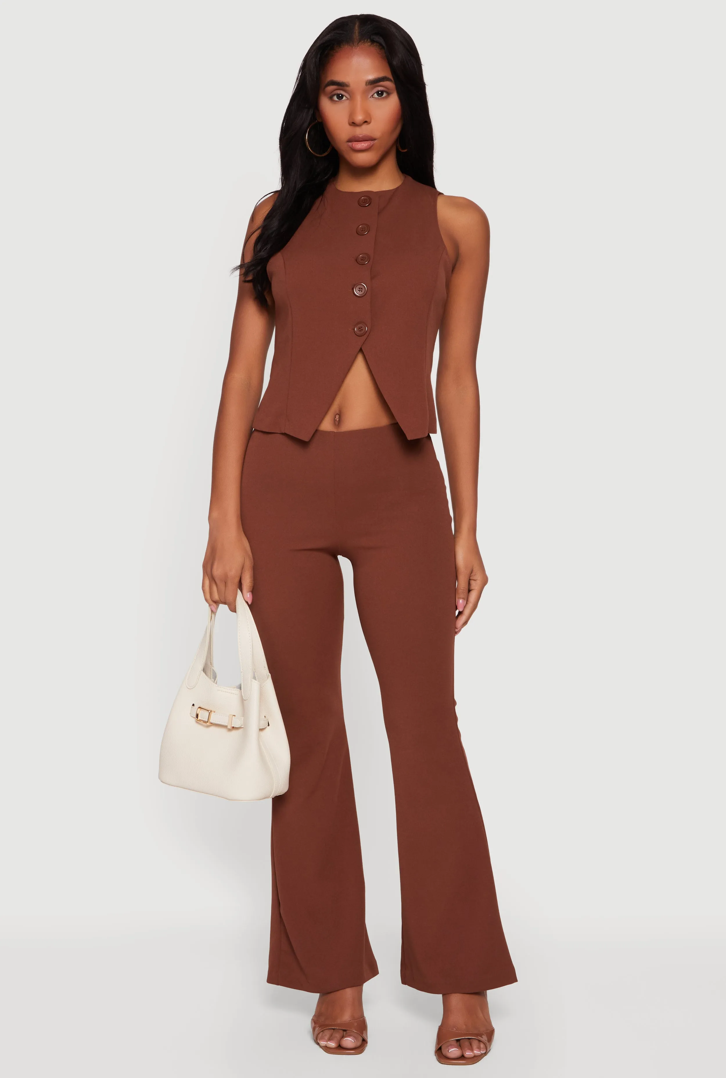 Front Slit Crepe Knit Blazer Vest sold by Rainbow product image thumbnail 2
