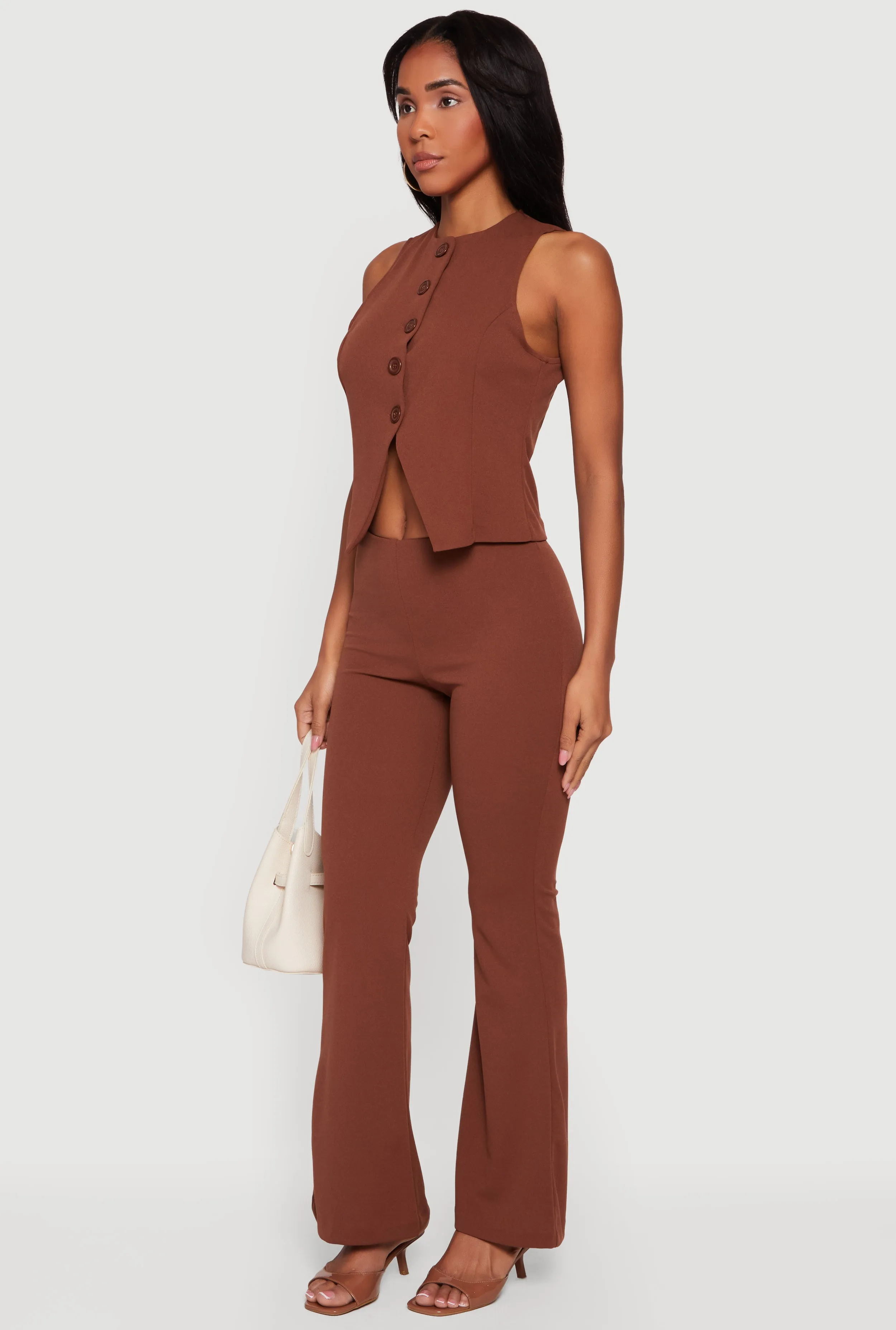 Front Slit Crepe Knit Blazer Vest sold by Rainbow product image thumbnail 3