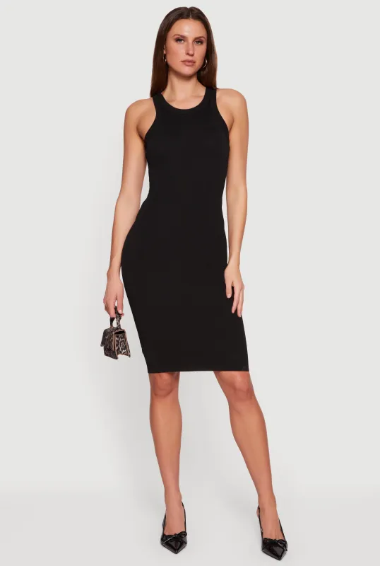 Solid Rib Knit Racerback Tank Dress sold by Rainbow