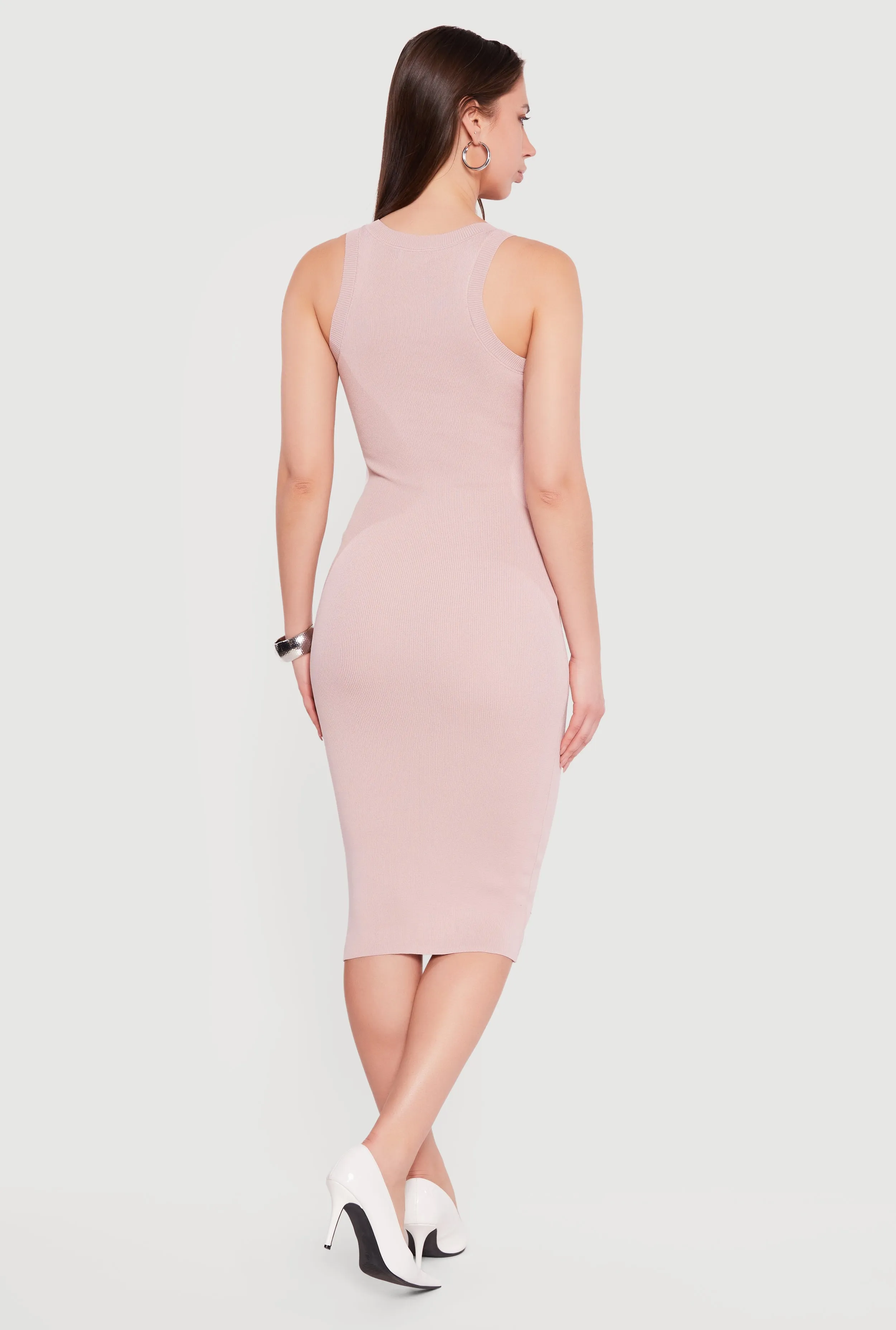 Solid Rib Knit Racerback Tank Dress sold by Rainbow product image thumbnail 3