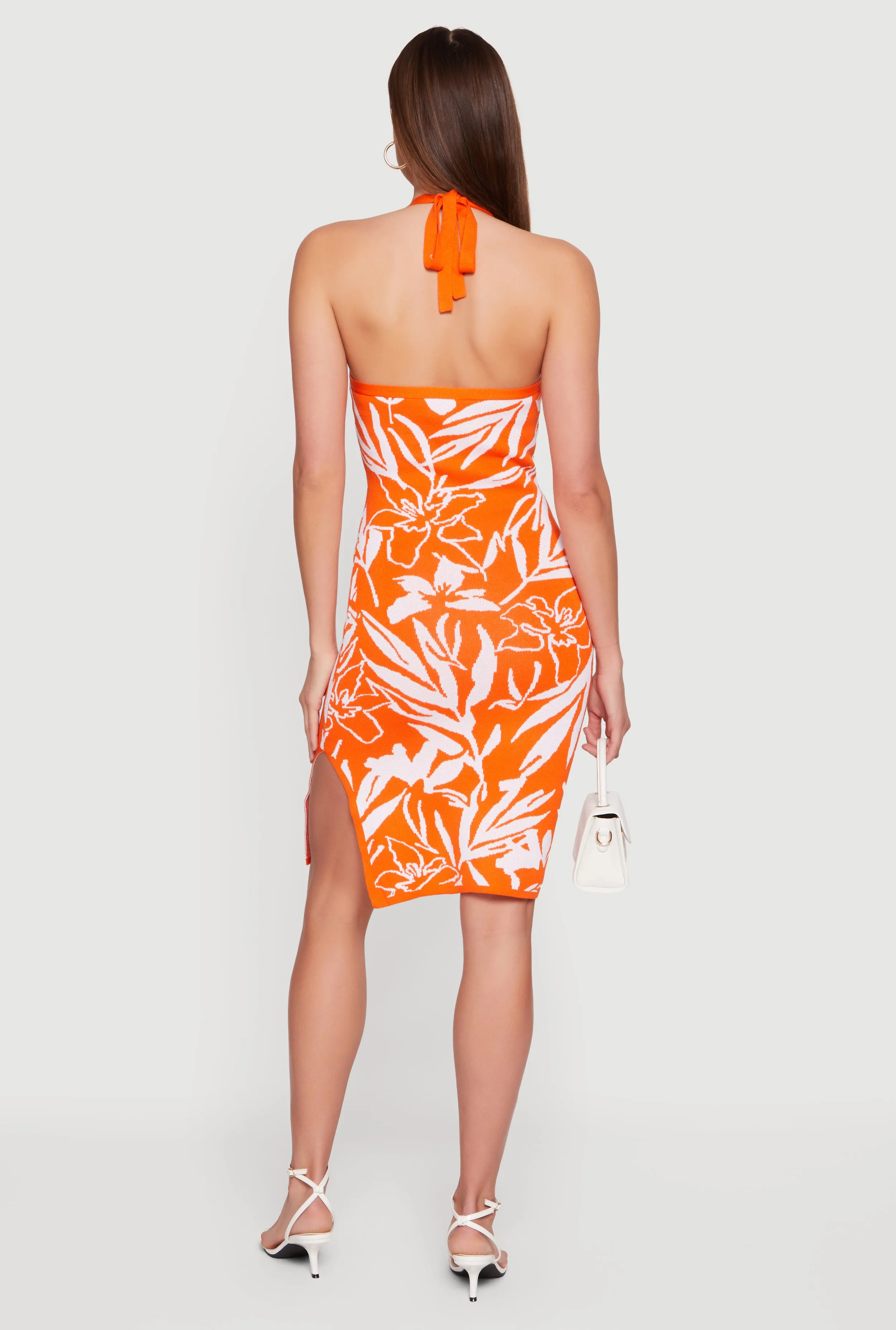 Floral Side Slit Halter Midi Dress sold by Rainbow product image thumbnail 3