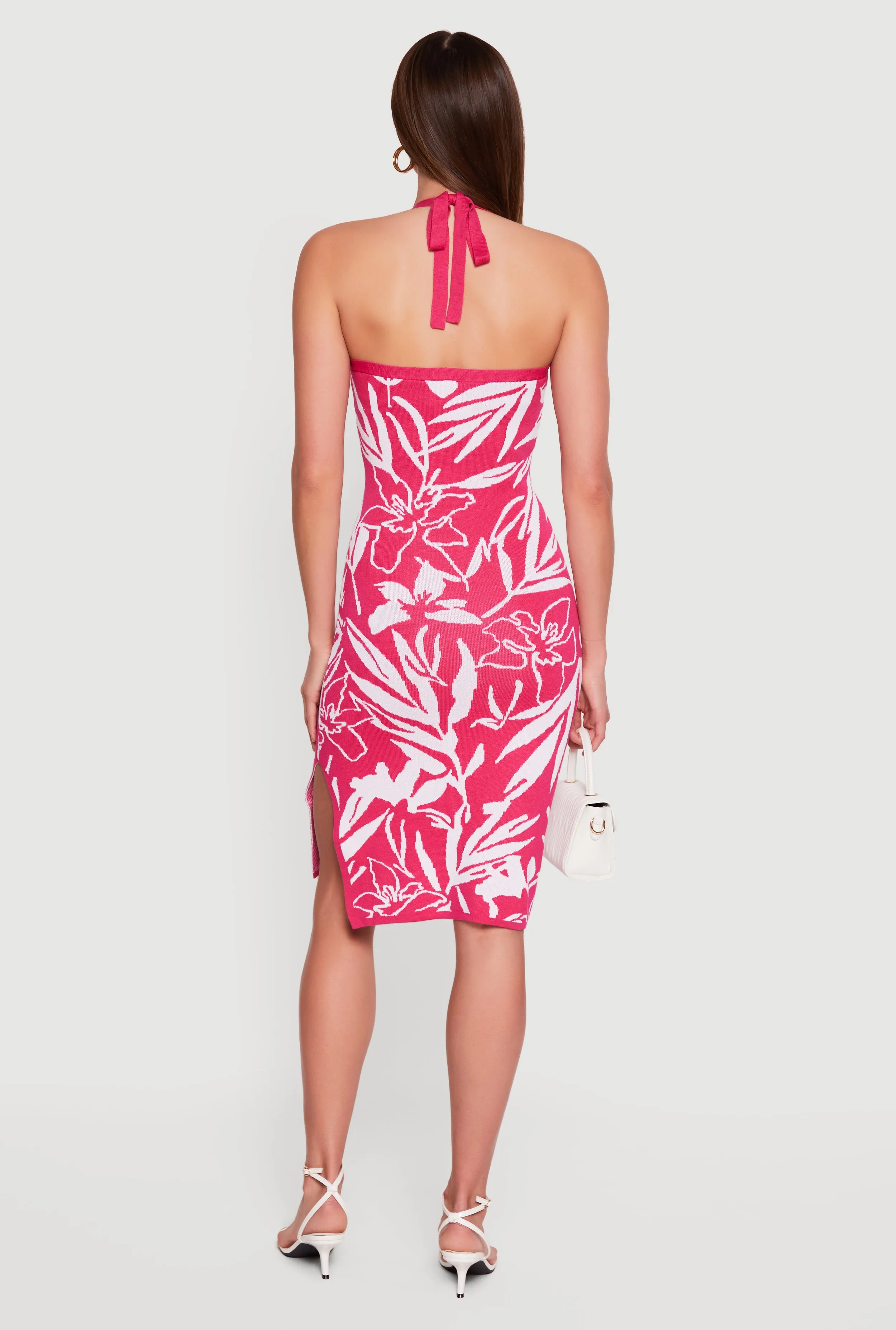 Floral Side Slit Halter Midi Dress sold by Rainbow product image thumbnail 3