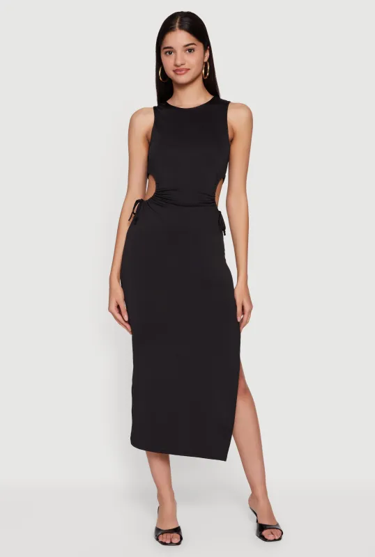 Side Tie Side Slit Tank Midi Dress sold by Rainbow