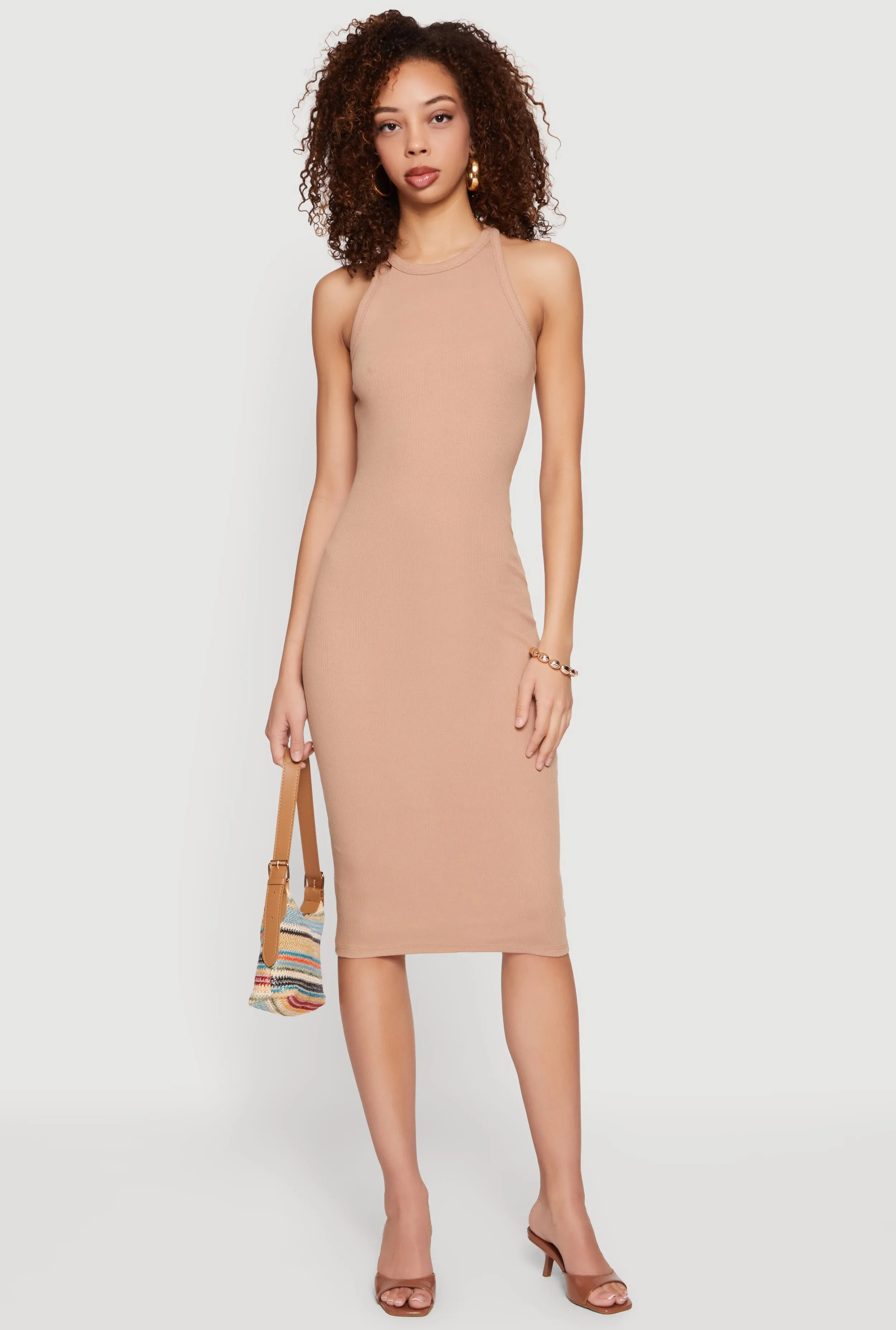 Rib Knit Racerback Tank Midi Dress sold by Rainbow