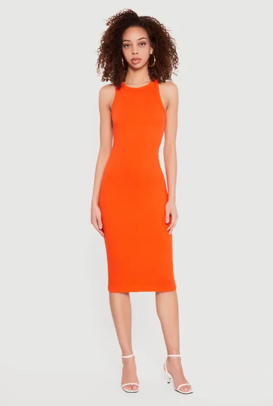Rib Knit Racerback Tank Midi Dress sold by Rainbow