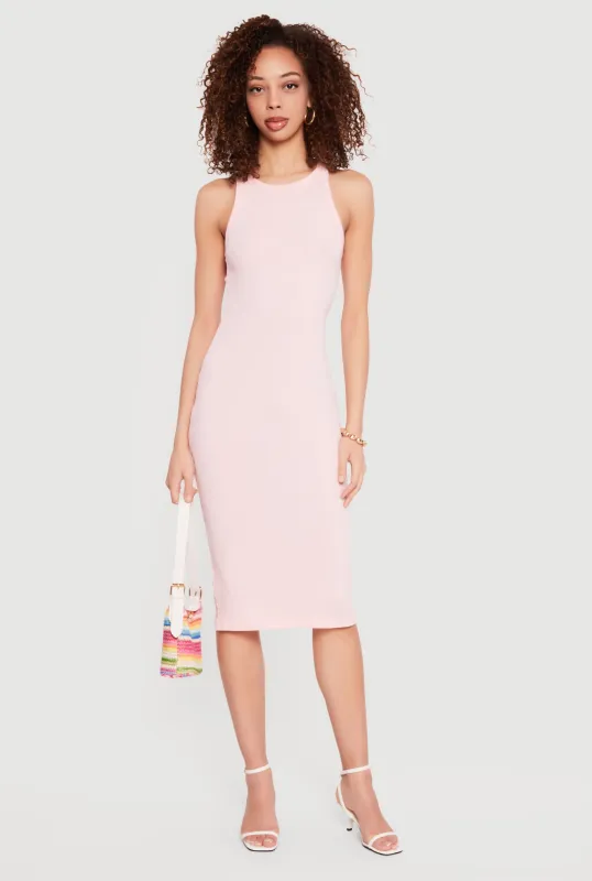 Rib Knit Racerback Tank Midi Dress sold by Rainbow