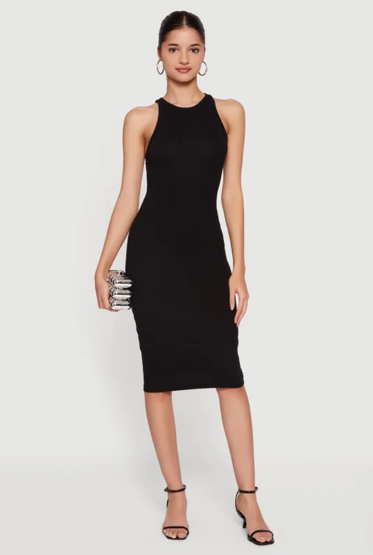 Rib Knit Racerback Tank Midi Dress sold by Rainbow