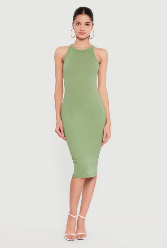 Rib Knit Racerback Tank Midi Dress sold by Rainbow