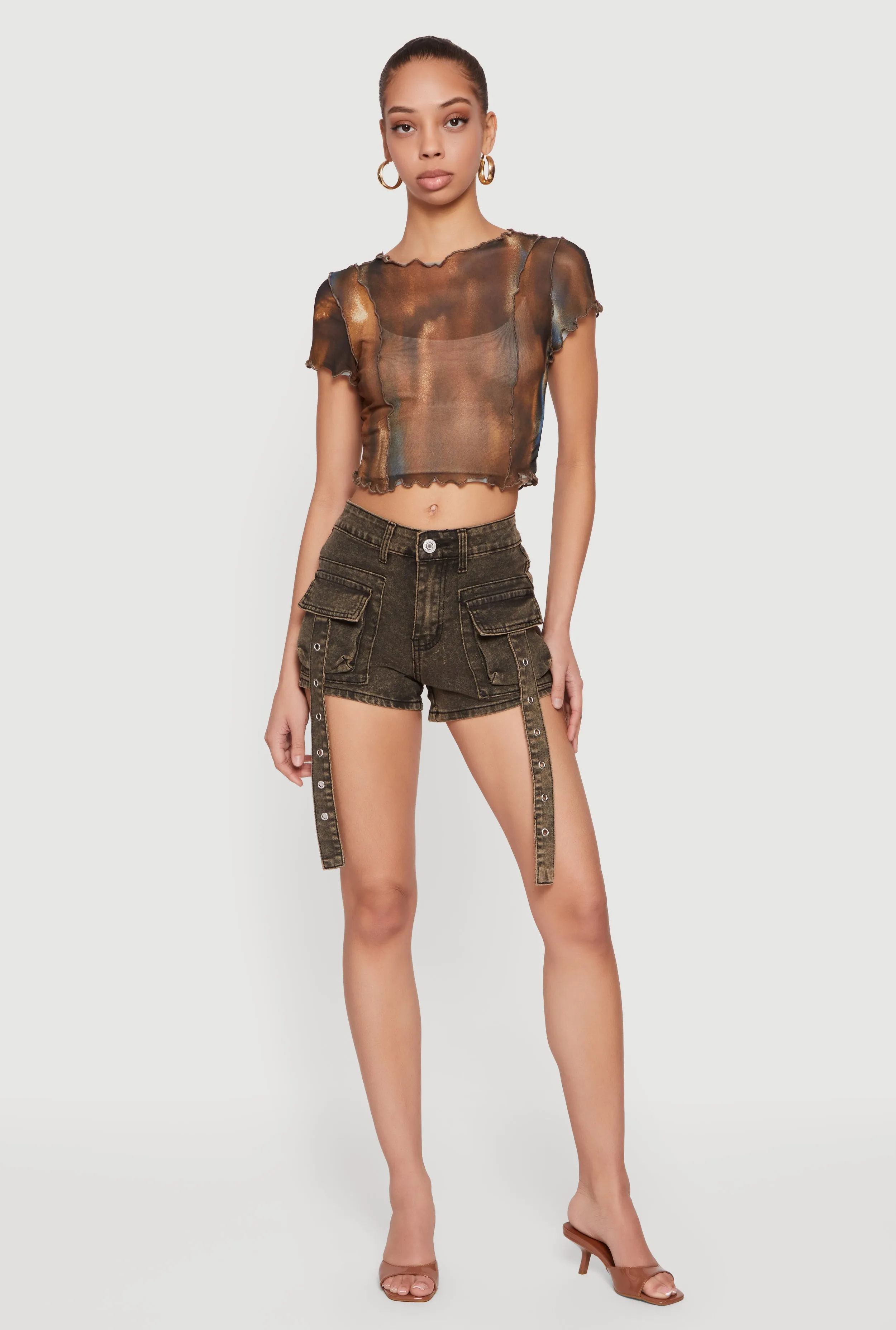 VIP Denim Grommet Strap Detail Cargo Shorts sold by Rainbow product image thumbnail 3