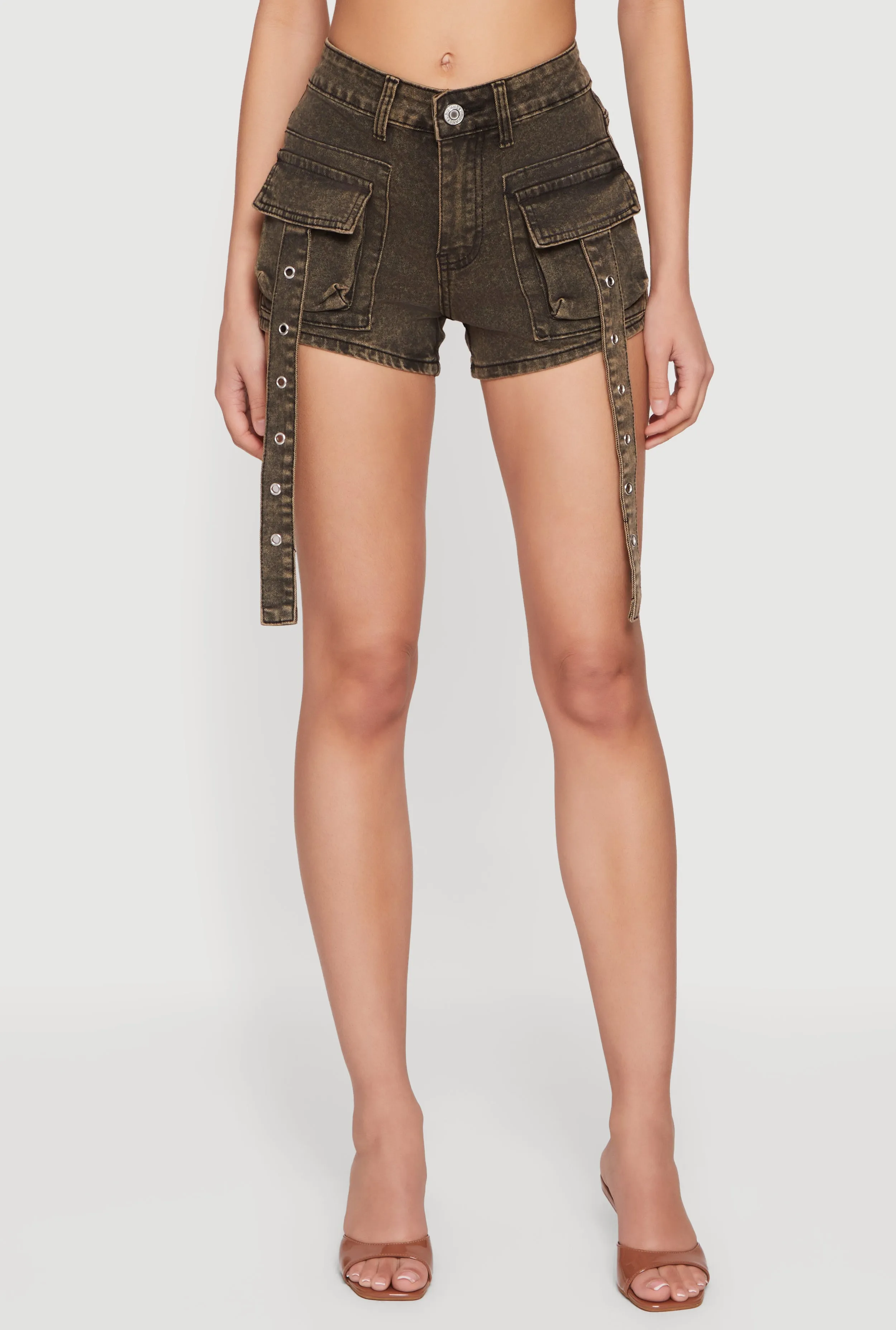 VIP Denim Grommet Strap Detail Cargo Shorts sold by Rainbow product image thumbnail 3