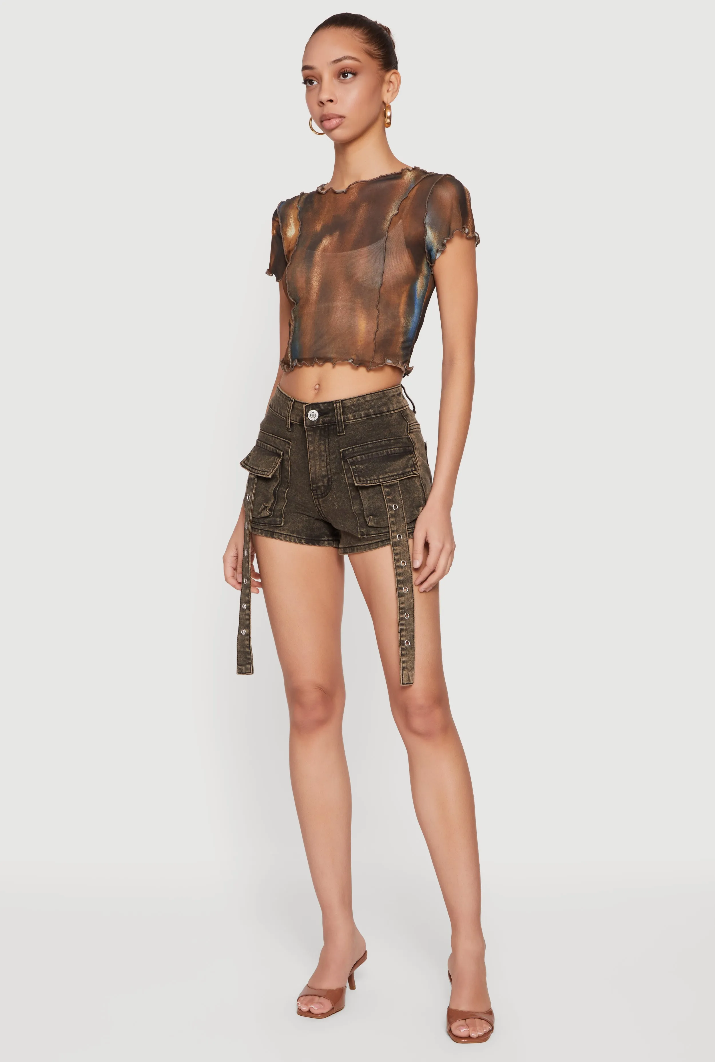 VIP Denim Grommet Strap Detail Cargo Shorts sold by Rainbow product image thumbnail 2