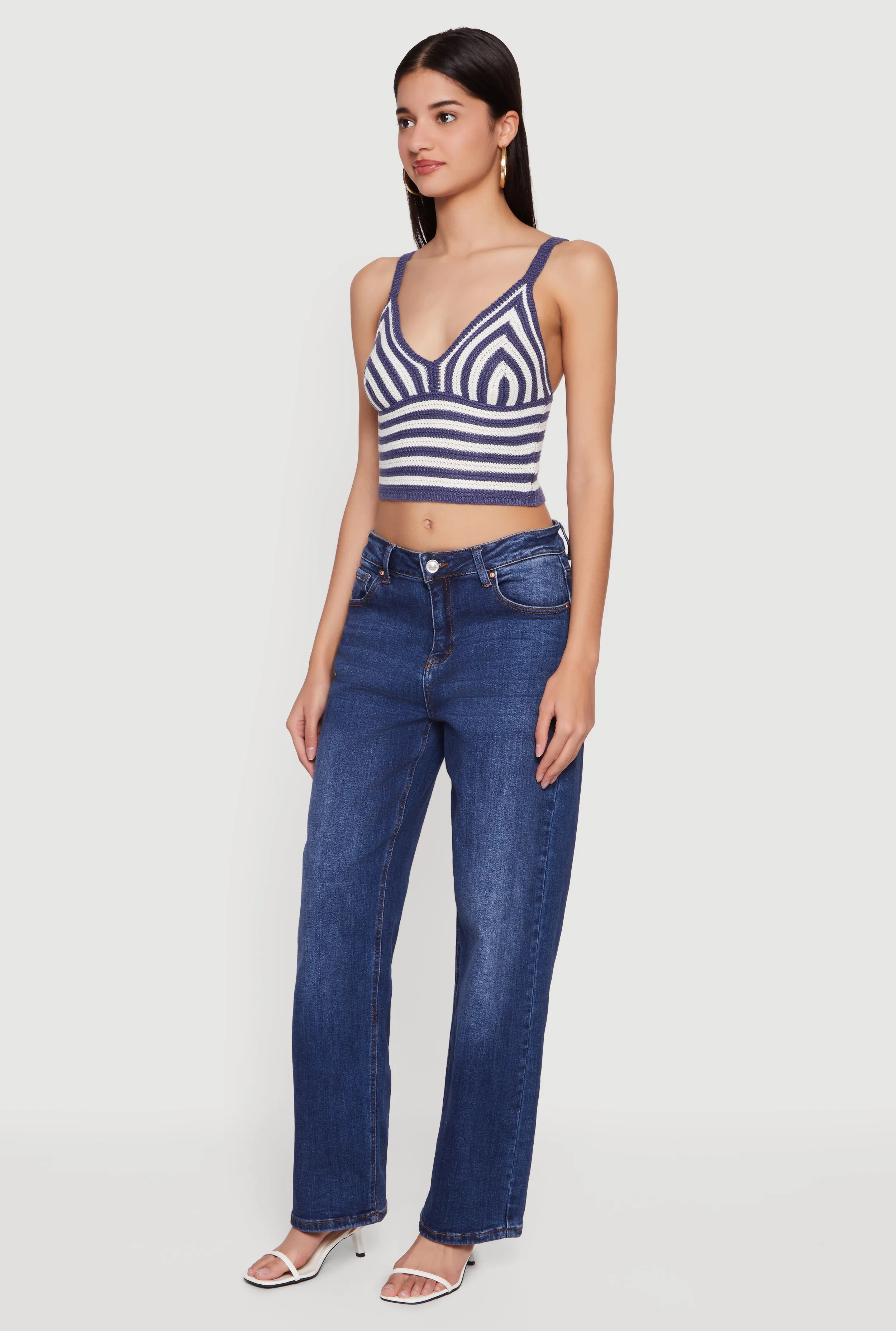 Striped Crochet Bustier Crop Top sold by Rainbow product image thumbnail 3