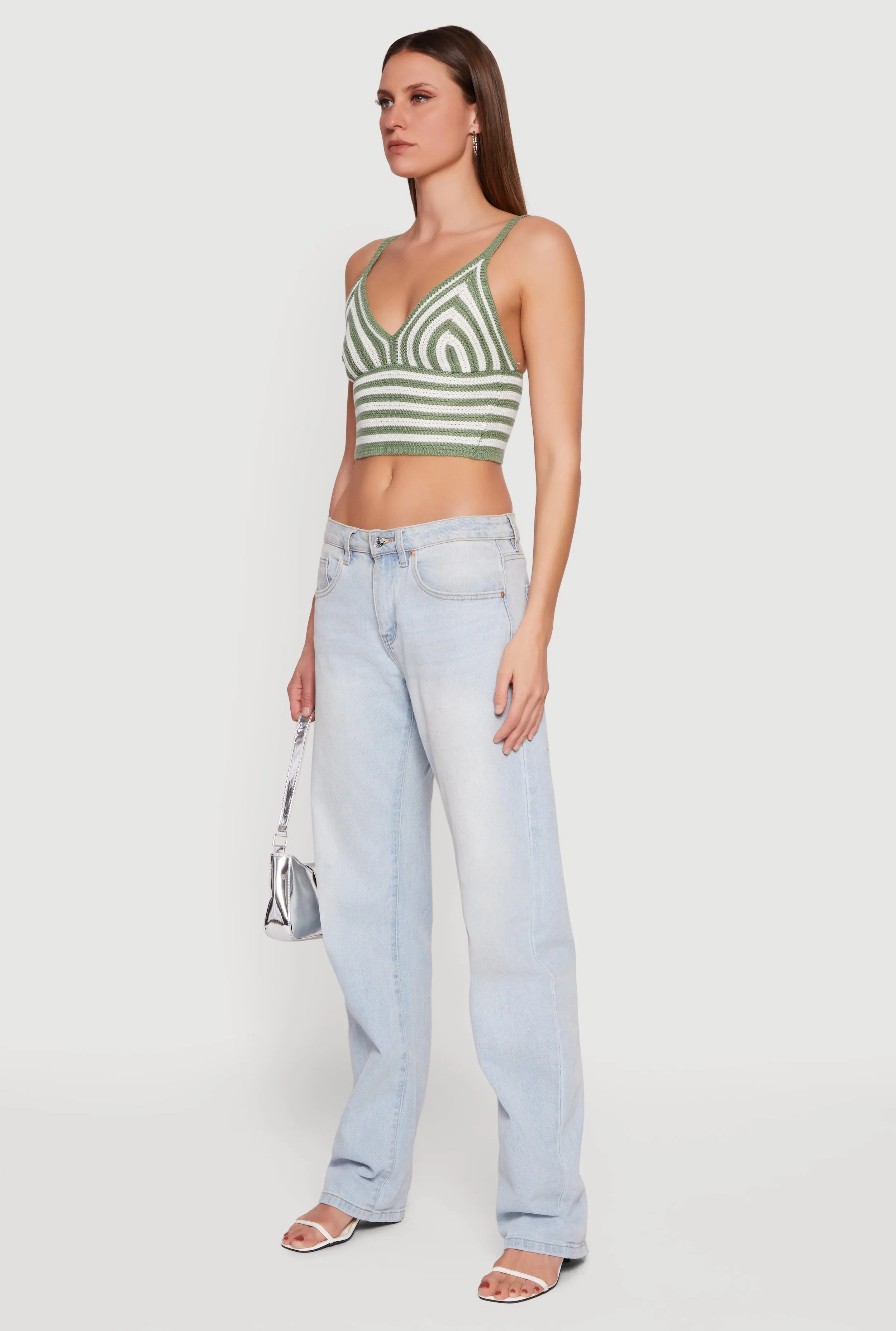 Striped Crochet Bustier Crop Top sold by Rainbow product image thumbnail 3