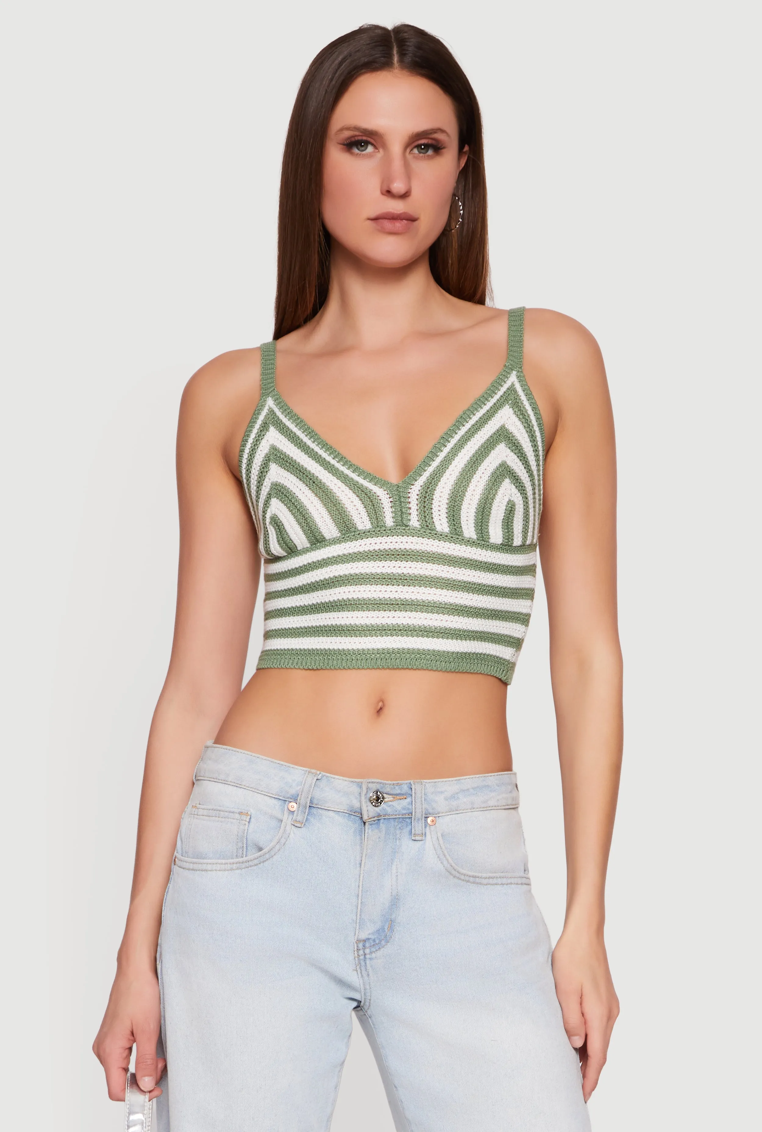 Striped Crochet Bustier Crop Top sold by Rainbow product image thumbnail 2