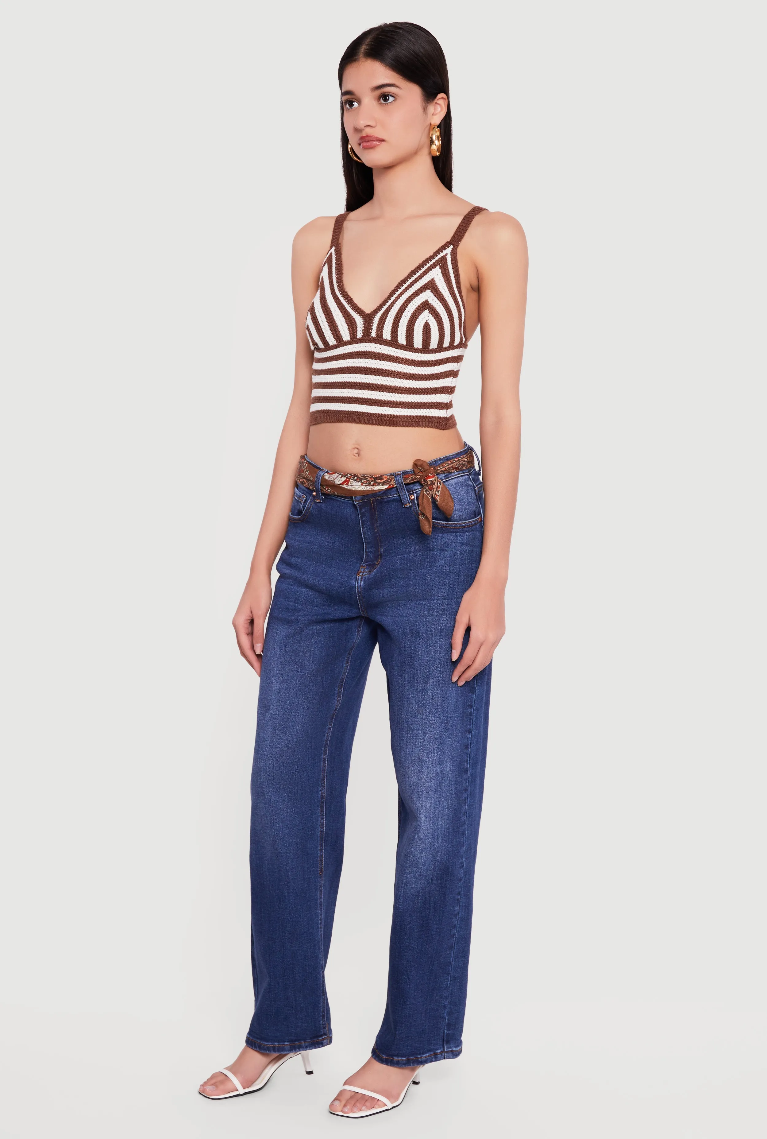 Striped Crochet Bustier Crop Top sold by Rainbow product image thumbnail 3