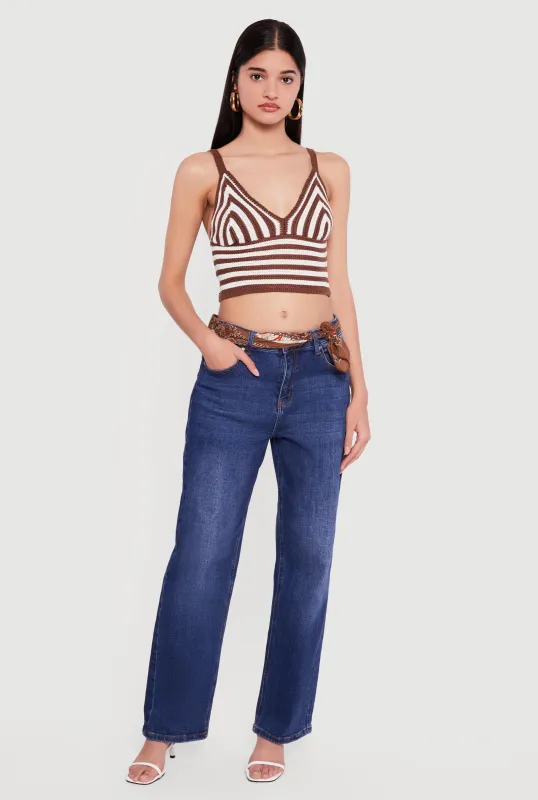 Striped Crochet Bustier Crop Top sold by Rainbow