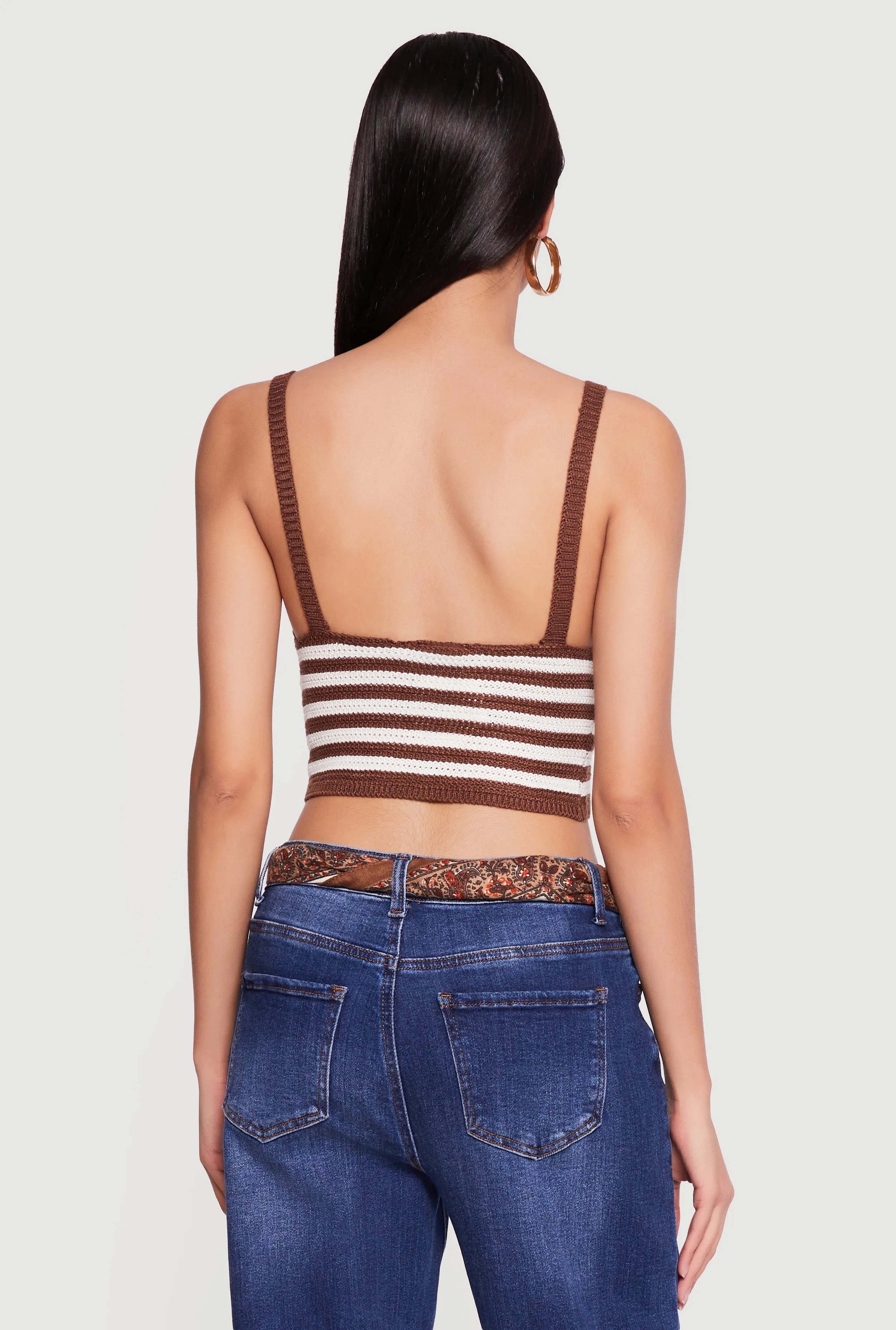 Striped Crochet Bustier Crop Top sold by Rainbow product image thumbnail 5