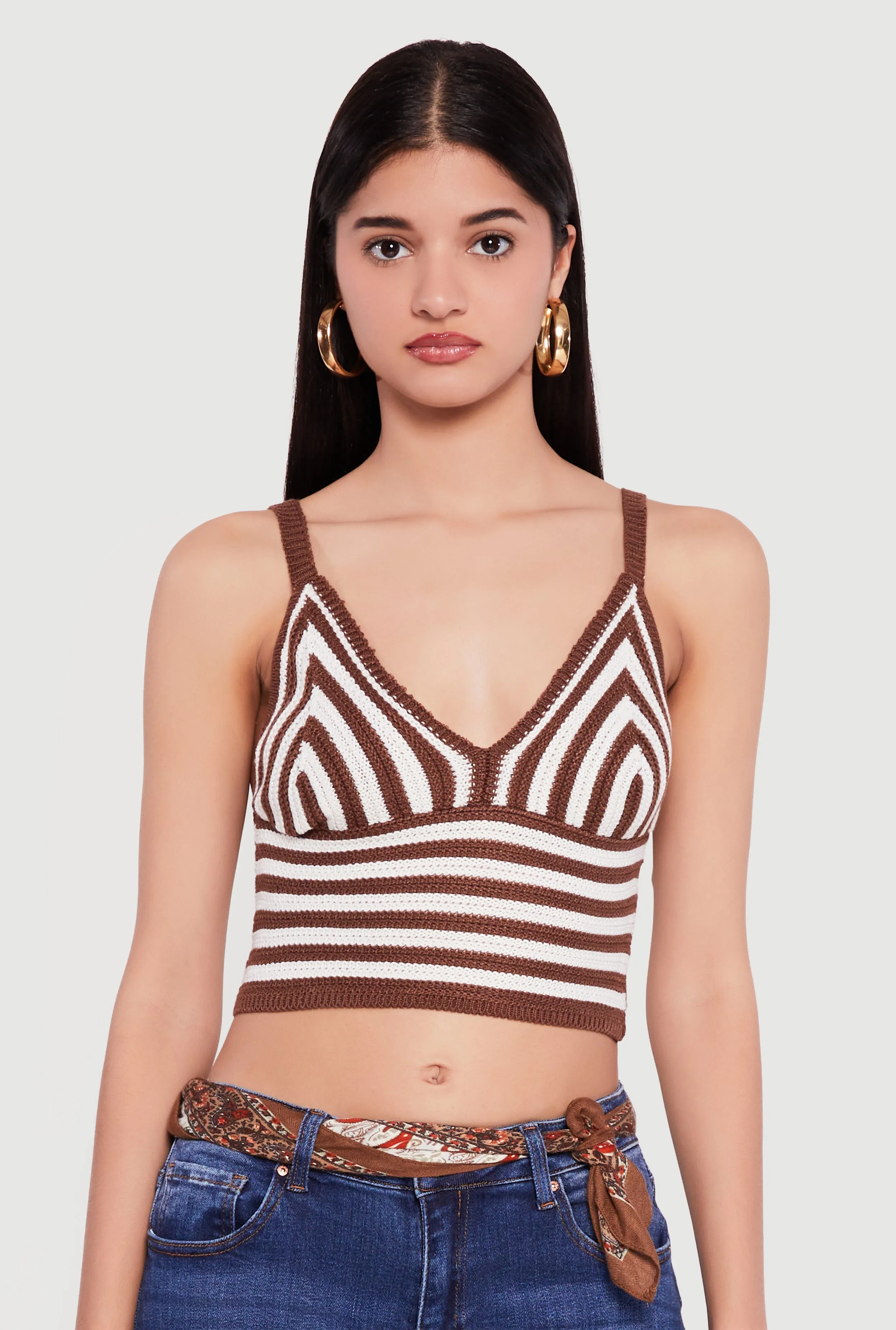 Striped Crochet Bustier Crop Top sold by Rainbow product image thumbnail 2