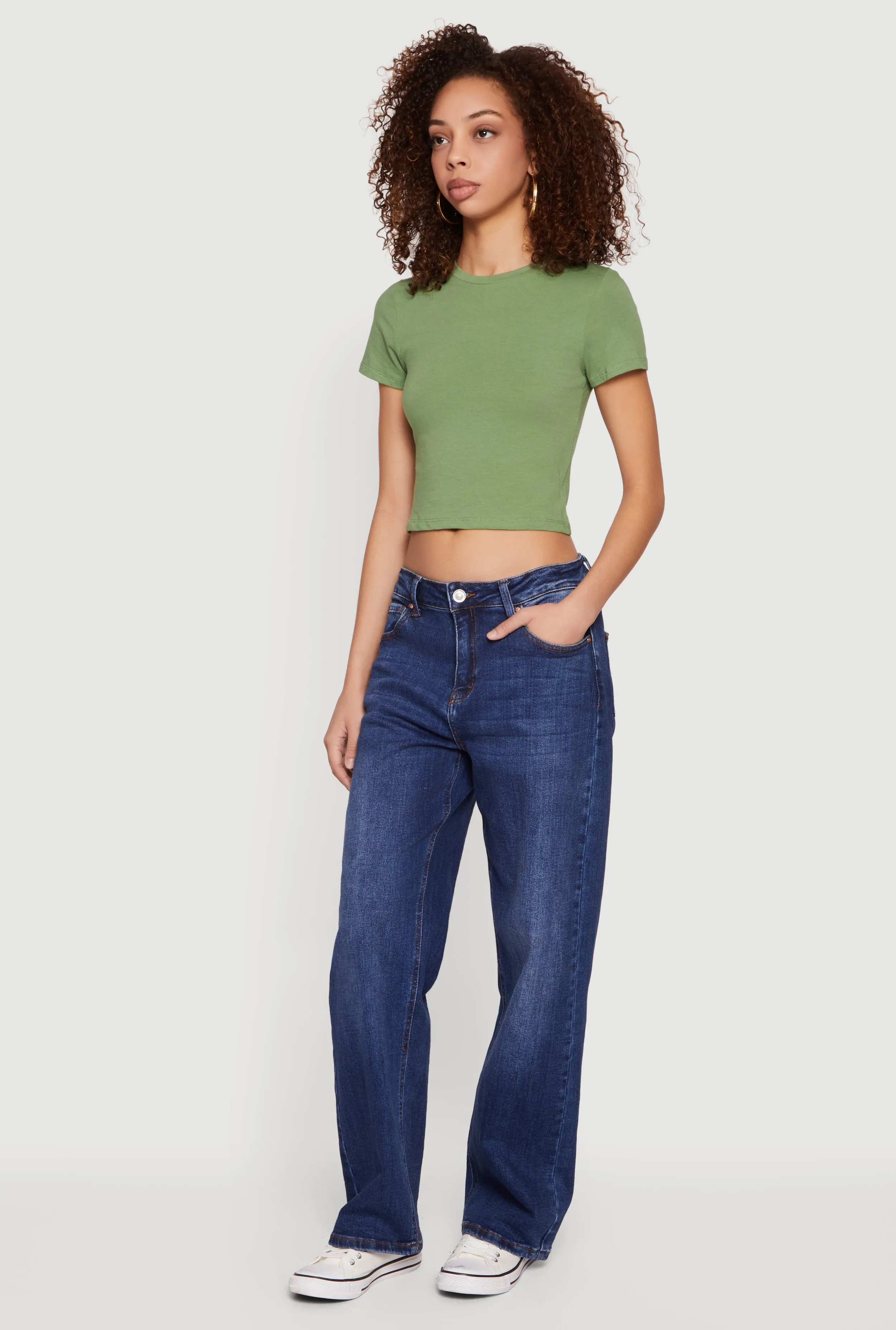 Basic Short Sleeve Cropped Tee sold by Rainbow product image thumbnail 2