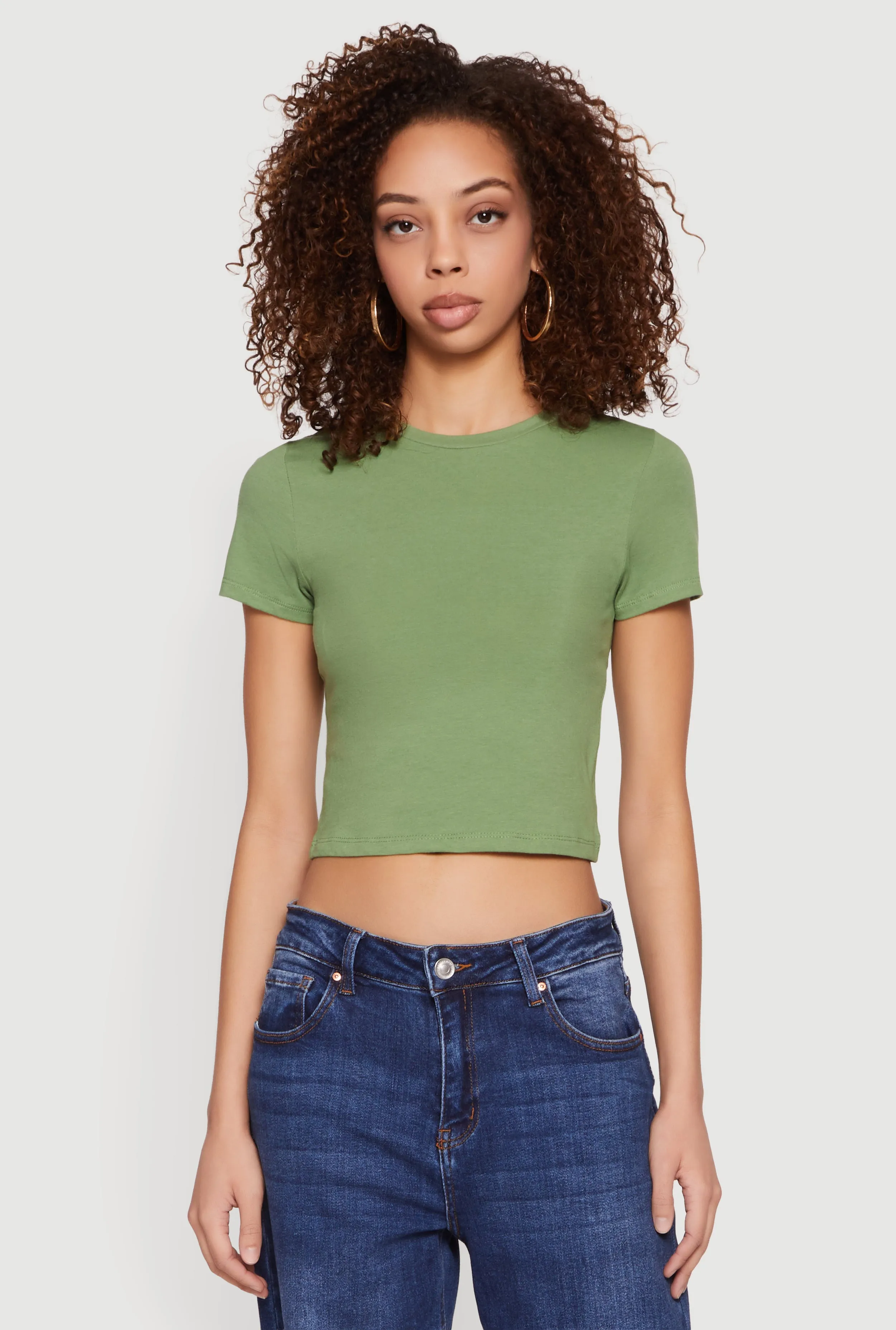 Basic Short Sleeve Cropped Tee sold by Rainbow product image thumbnail 3