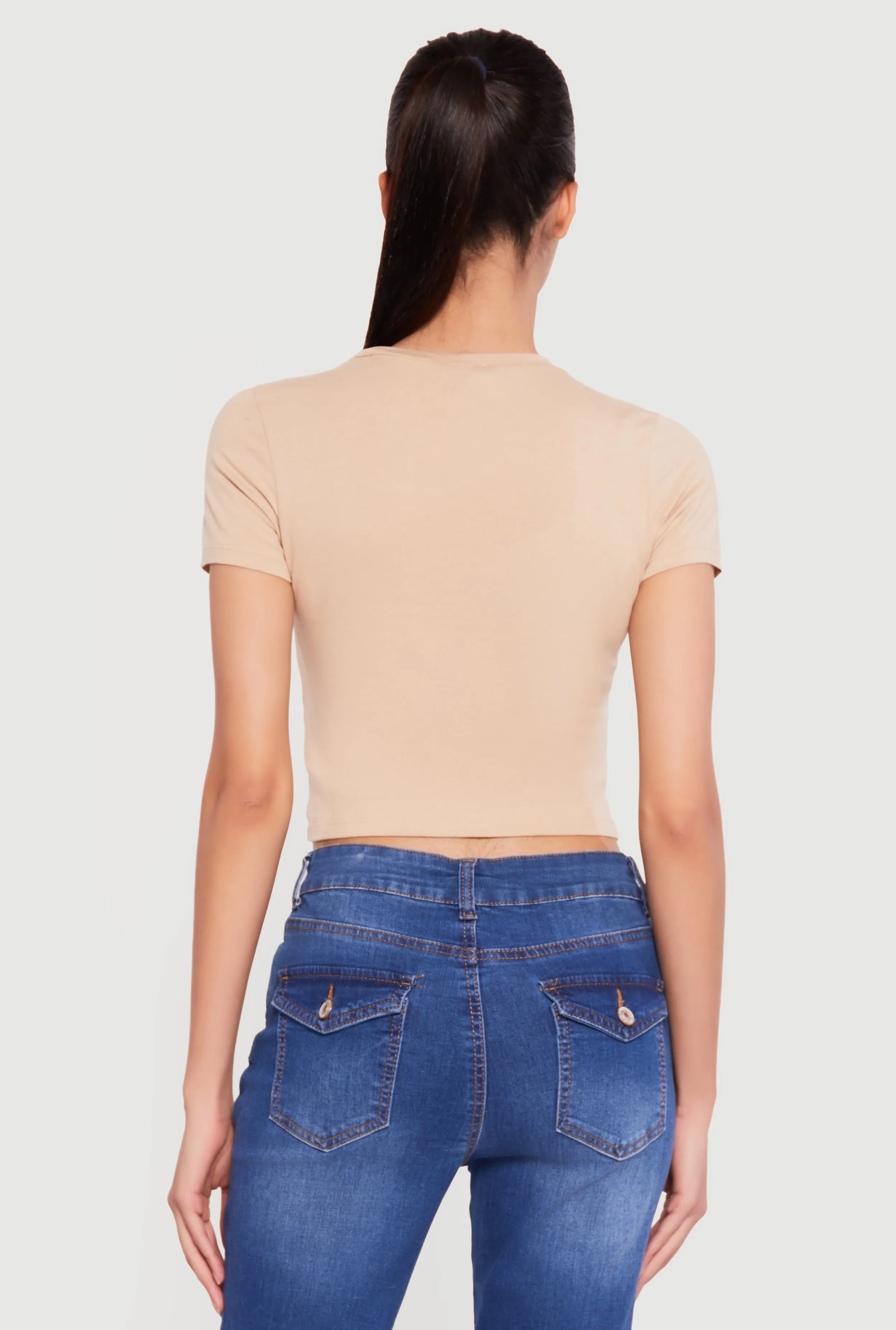Basic Short Sleeve Cropped Tee sold by Rainbow product image thumbnail 5