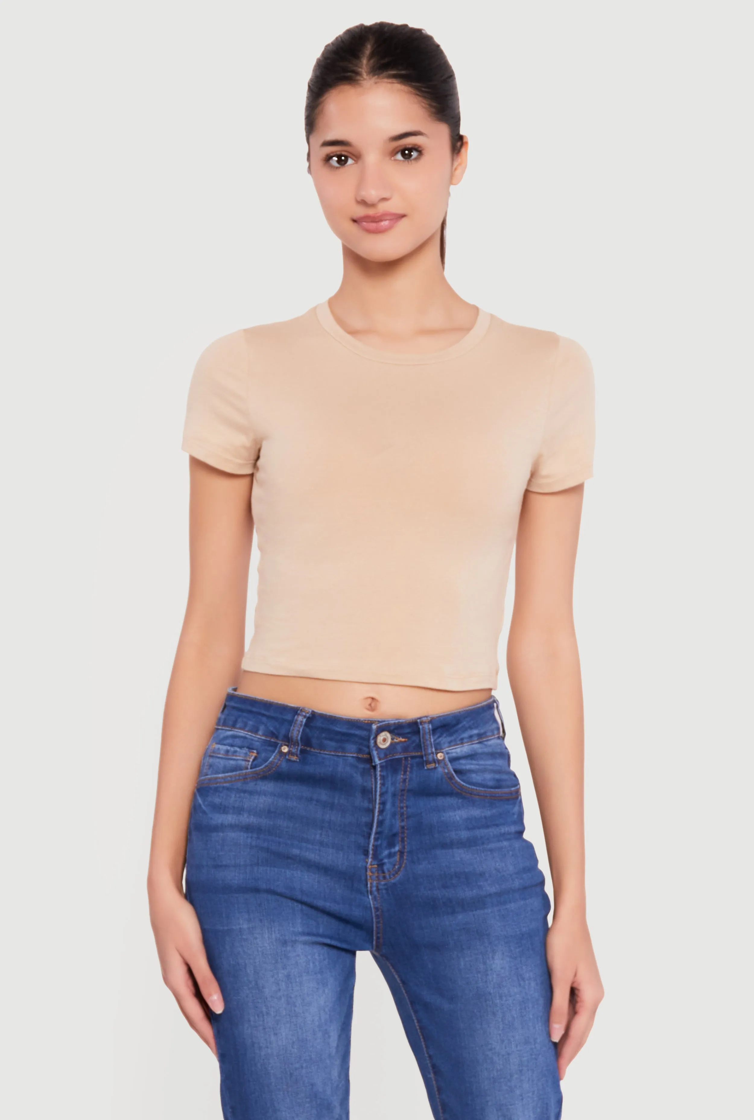 Basic Short Sleeve Cropped Tee sold by Rainbow product image thumbnail 2
