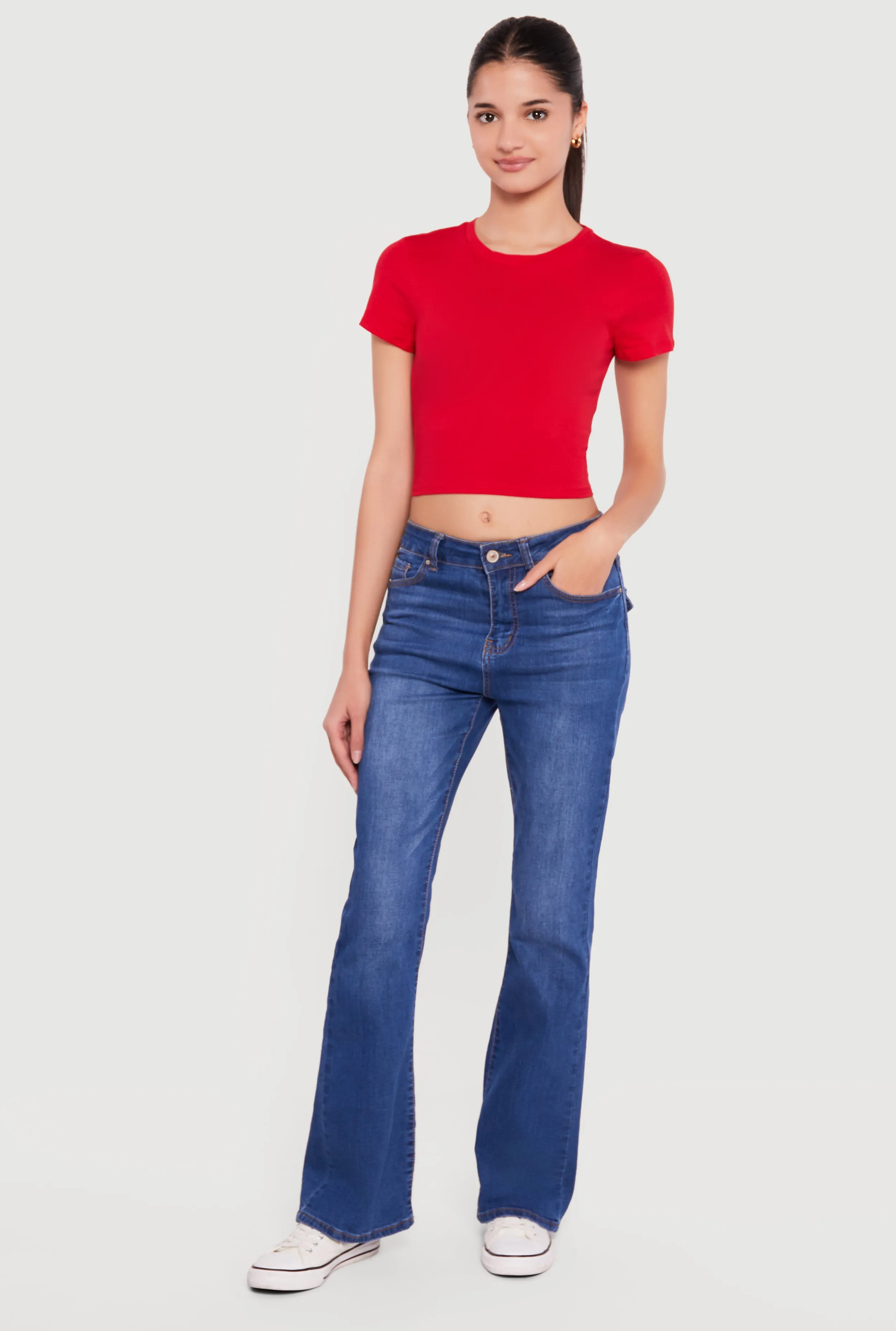 Basic Short Sleeve Cropped Tee sold by Rainbow product image thumbnail 2