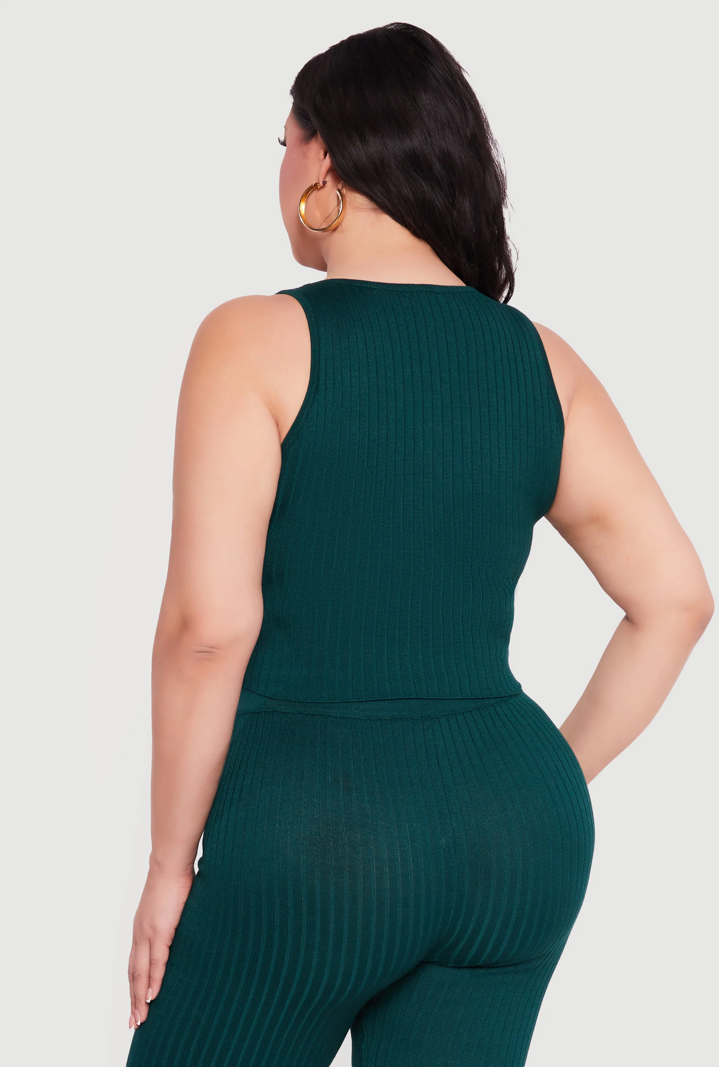 Plus Size Ribbed Knit Sleeveless Scoop Neck Crop Top sold by Rainbow product image thumbnail 5