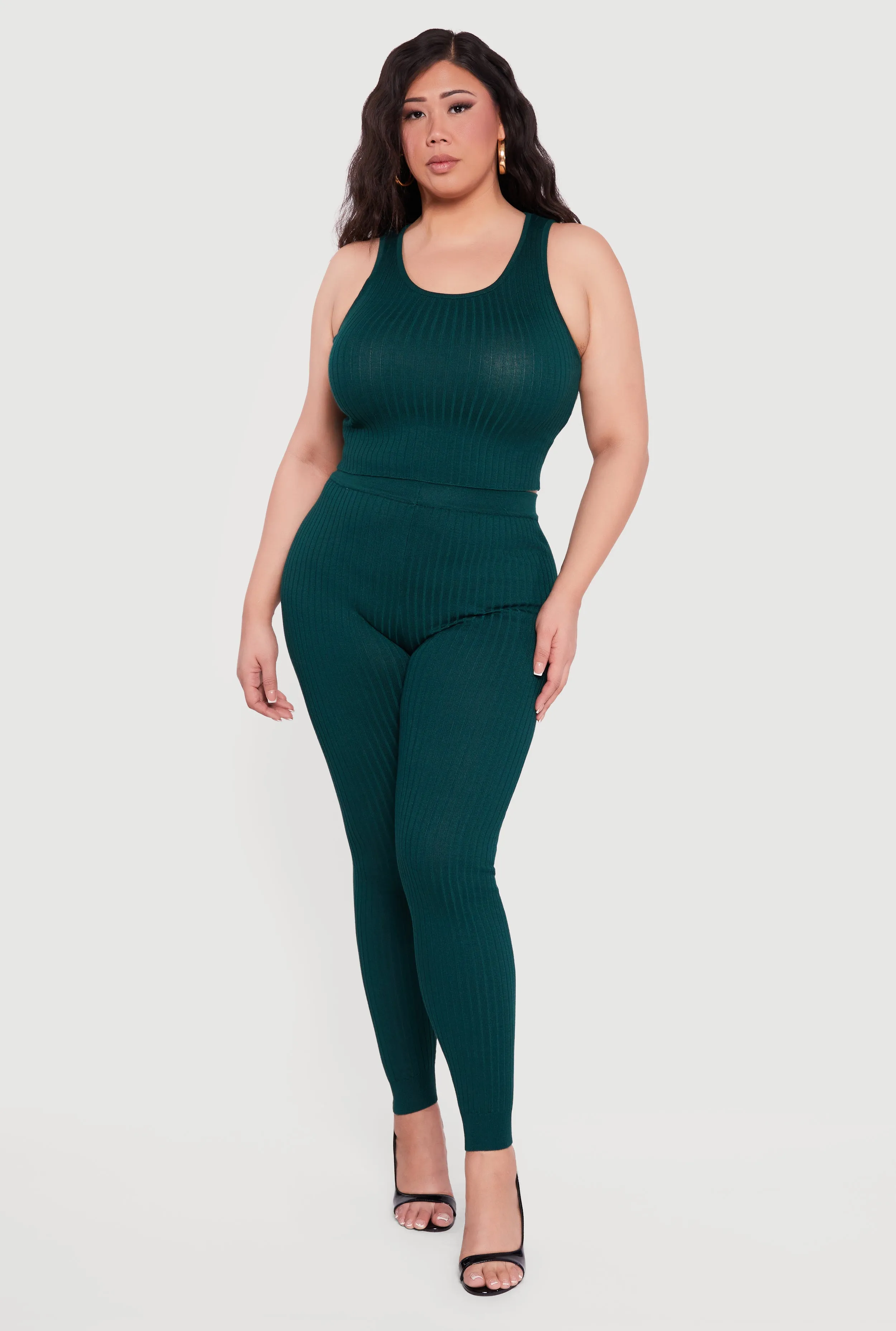 Plus Size Ribbed Knit Sleeveless Scoop Neck Crop Top sold by Rainbow product image thumbnail 2