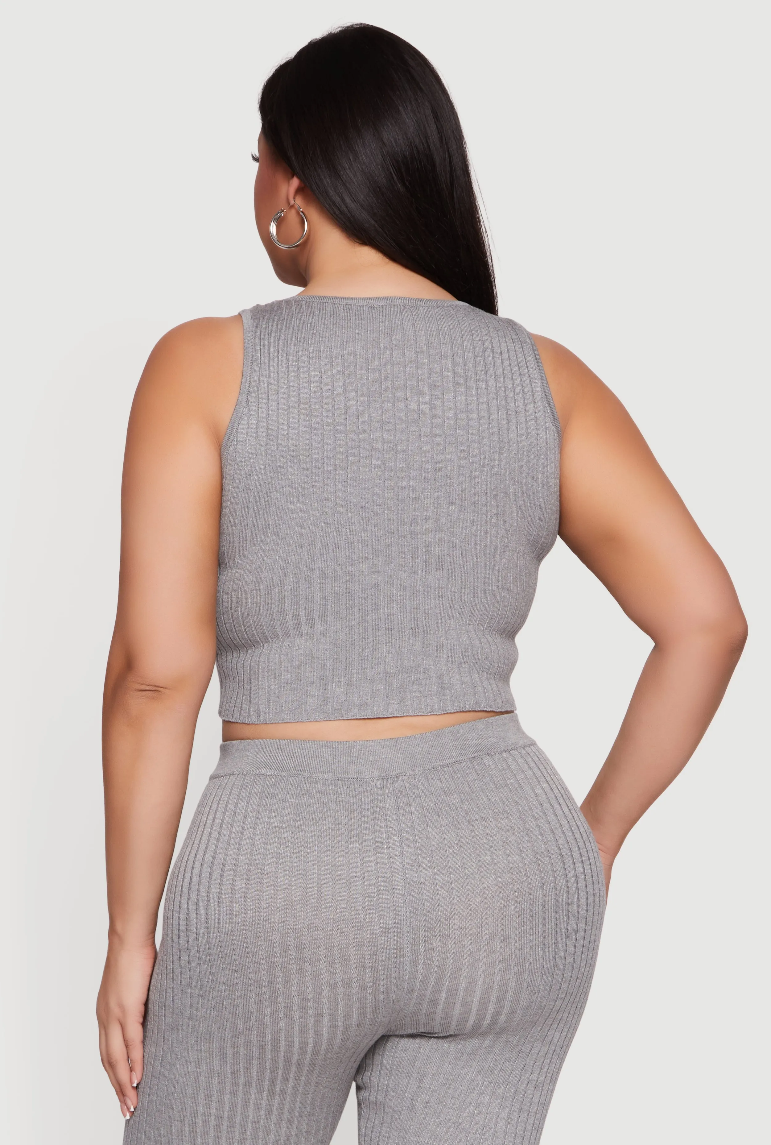 Plus Size Ribbed Knit Sleeveless Scoop Neck Crop Top sold by Rainbow product image thumbnail 5