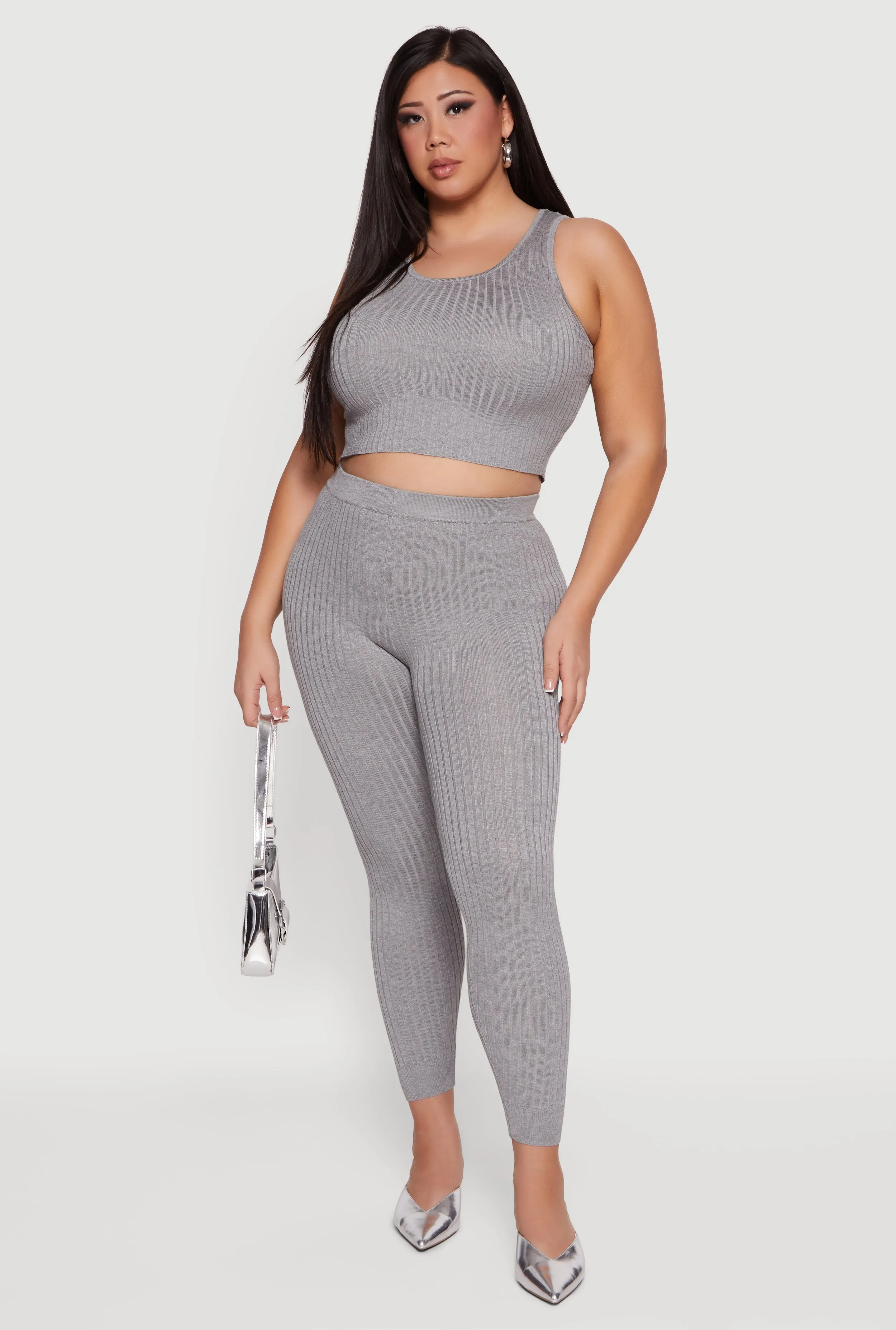 Plus Size Ribbed Knit Sleeveless Scoop Neck Crop Top sold by Rainbow product image thumbnail 2