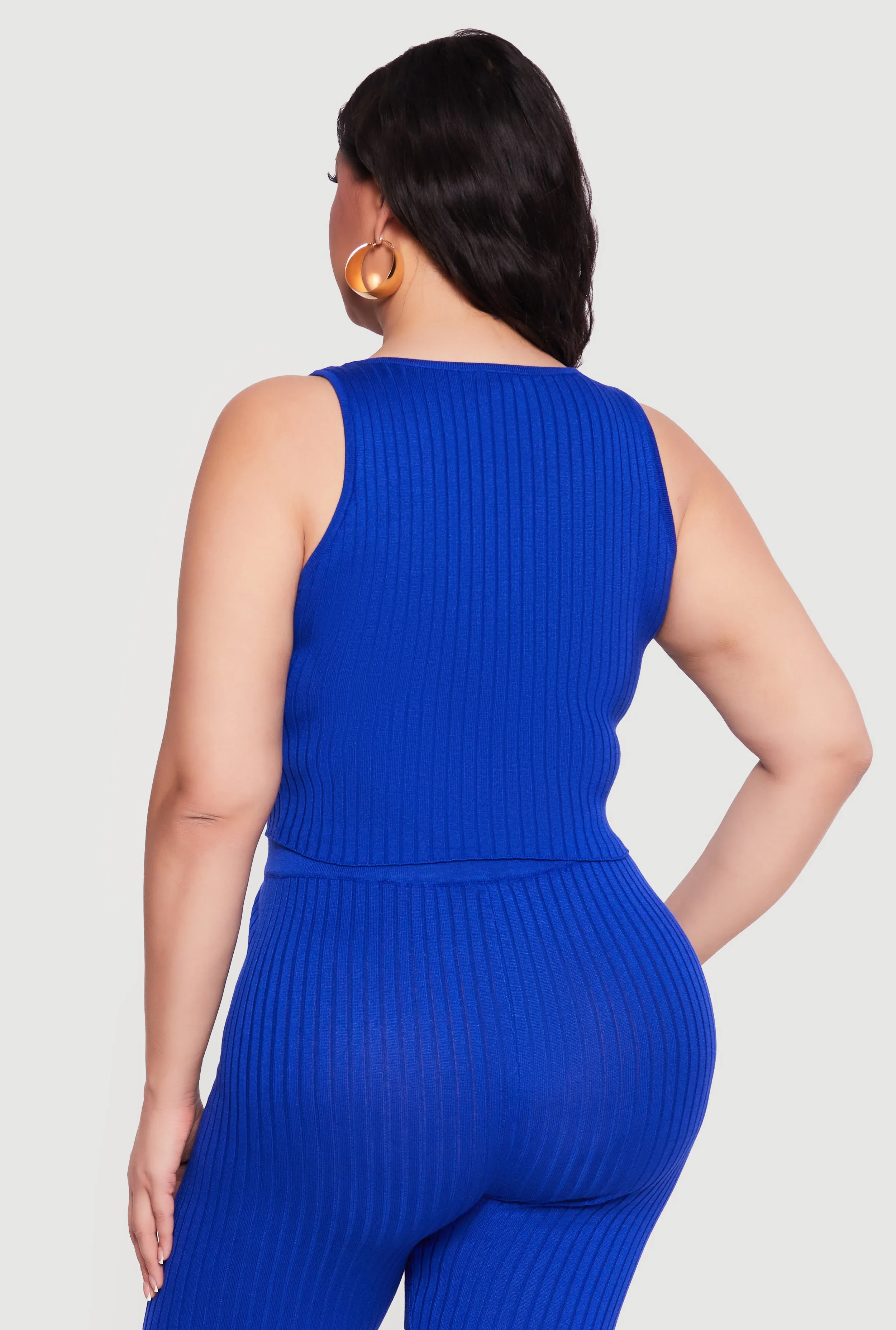 Plus Size Ribbed Knit Sleeveless Scoop Neck Crop Top sold by Rainbow product image thumbnail 5