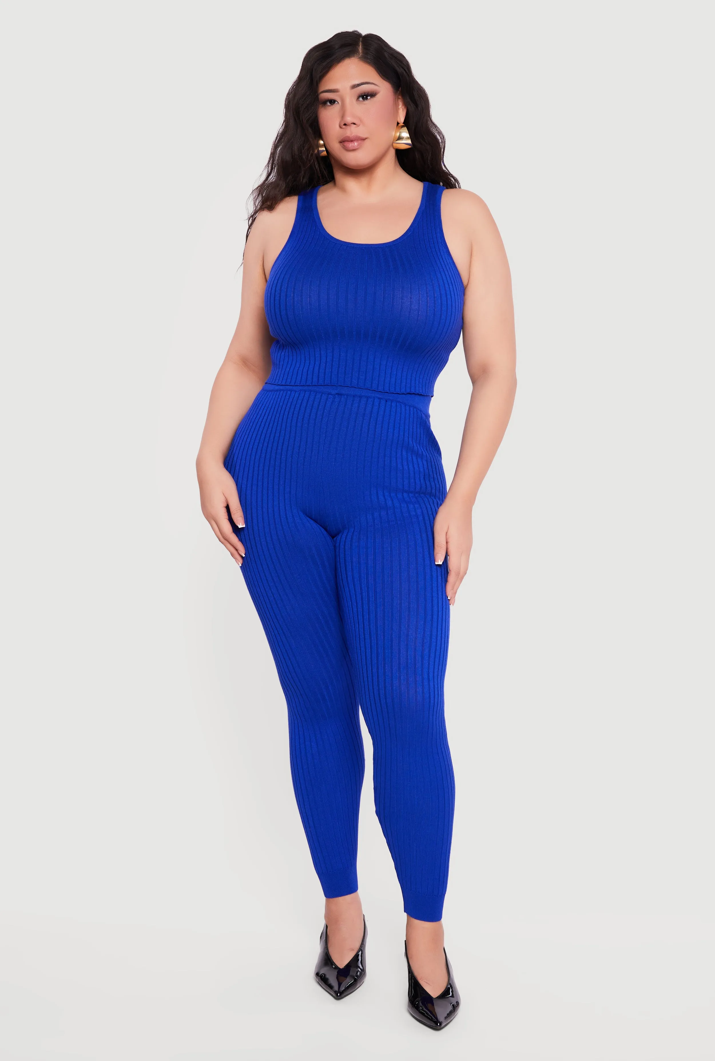 Plus Size Ribbed Knit Sleeveless Scoop Neck Crop Top sold by Rainbow product image thumbnail 2