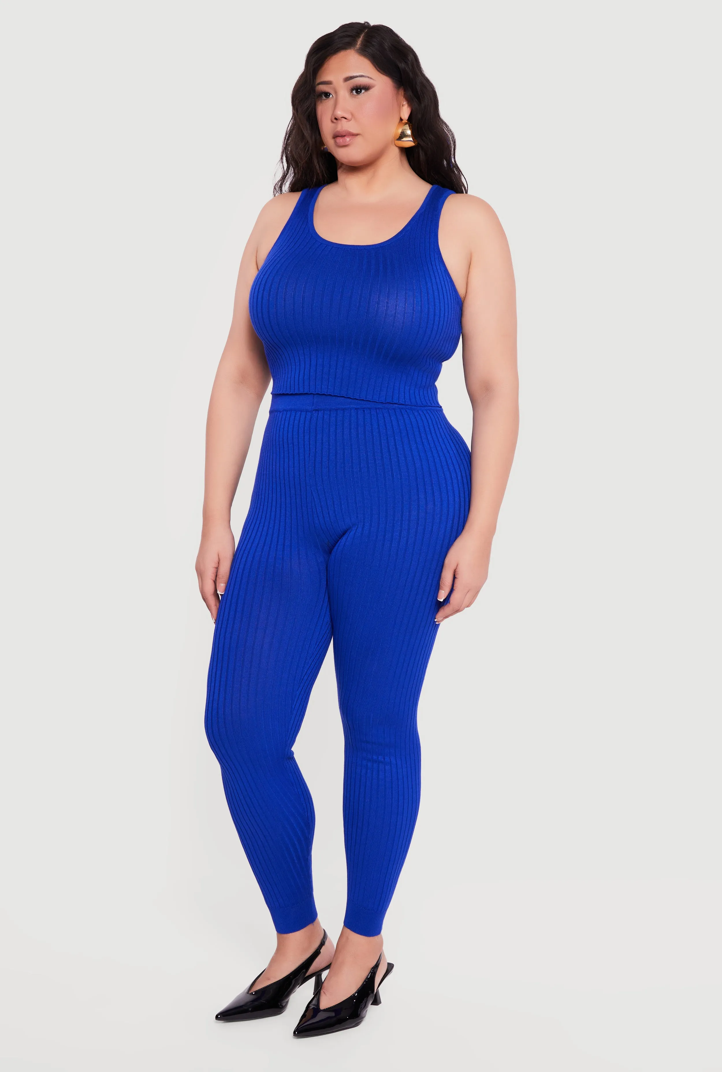 Plus Size Ribbed Knit Sleeveless Scoop Neck Crop Top sold by Rainbow product image thumbnail 3