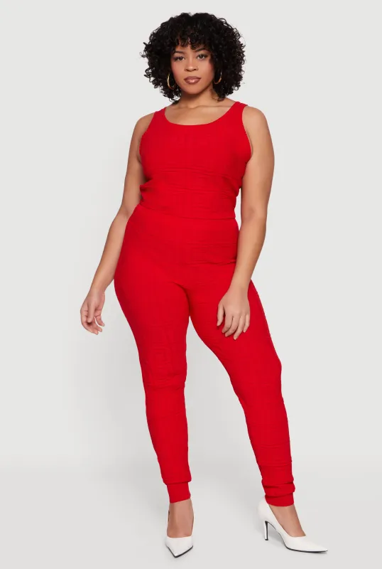 Plus Size High Waisted Greek Key Knit Leggings sold by Rainbow