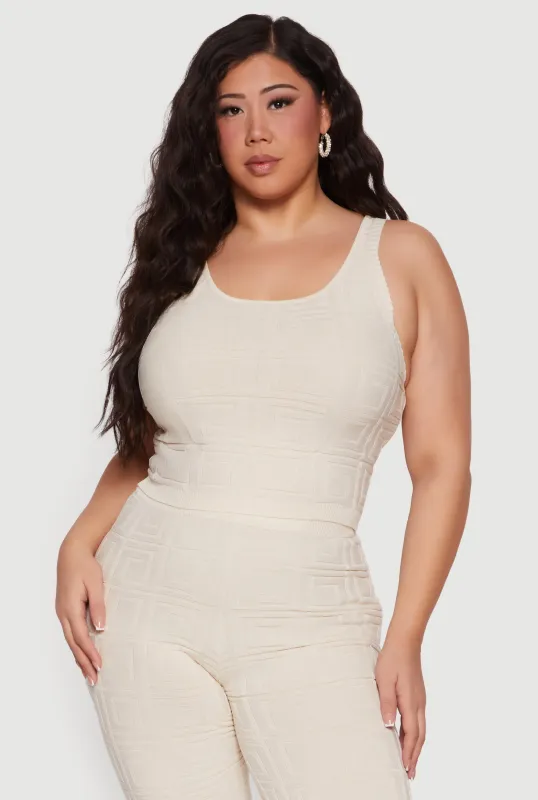 Plus Size Greek Key Knit Sleeveless Top sold by Rainbow