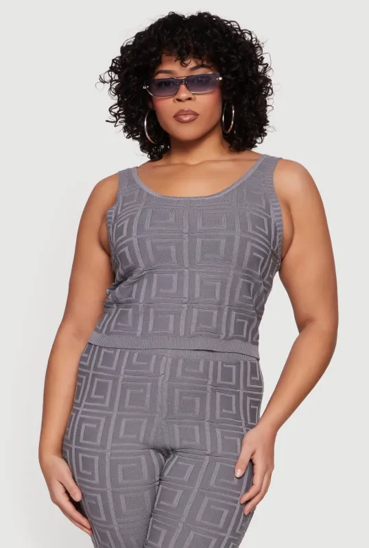 Plus Size Greek Key Knit Sleeveless Top sold by Rainbow