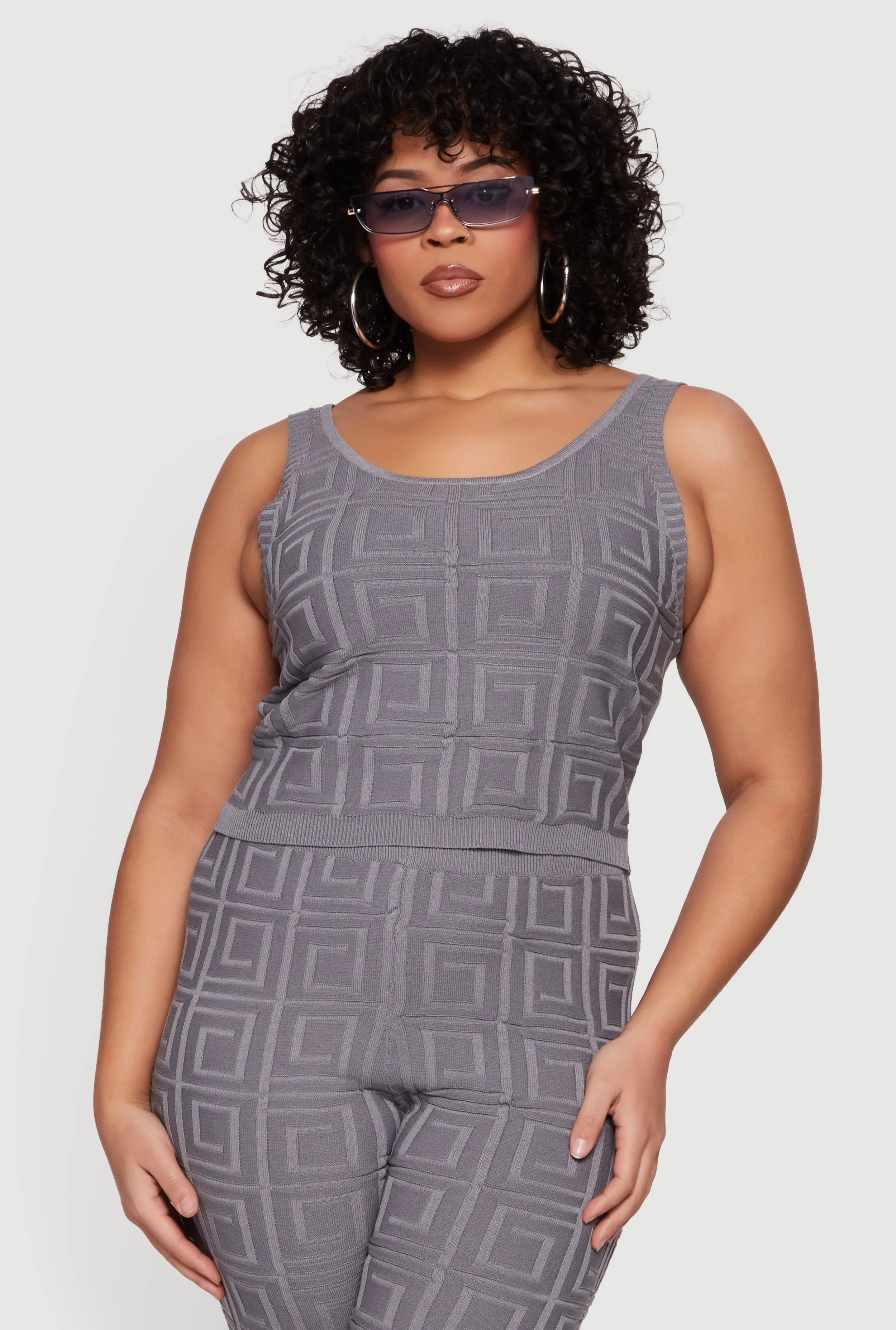 Plus Size Greek Key Knit Sleeveless Top sold by Rainbow