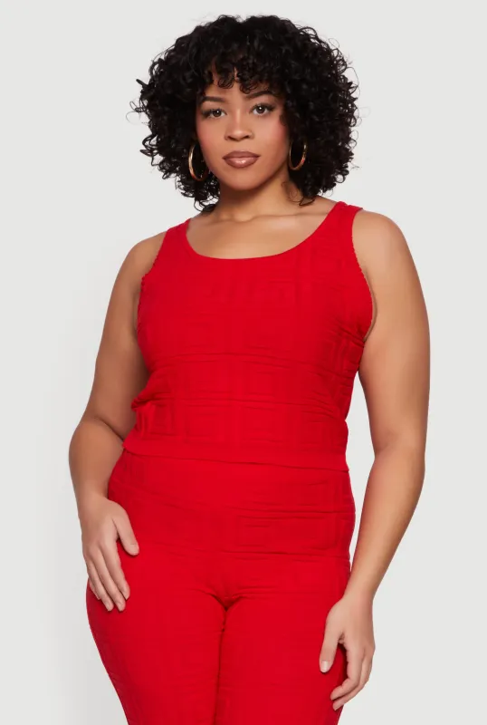 Plus Size Greek Key Knit Sleeveless Top sold by Rainbow