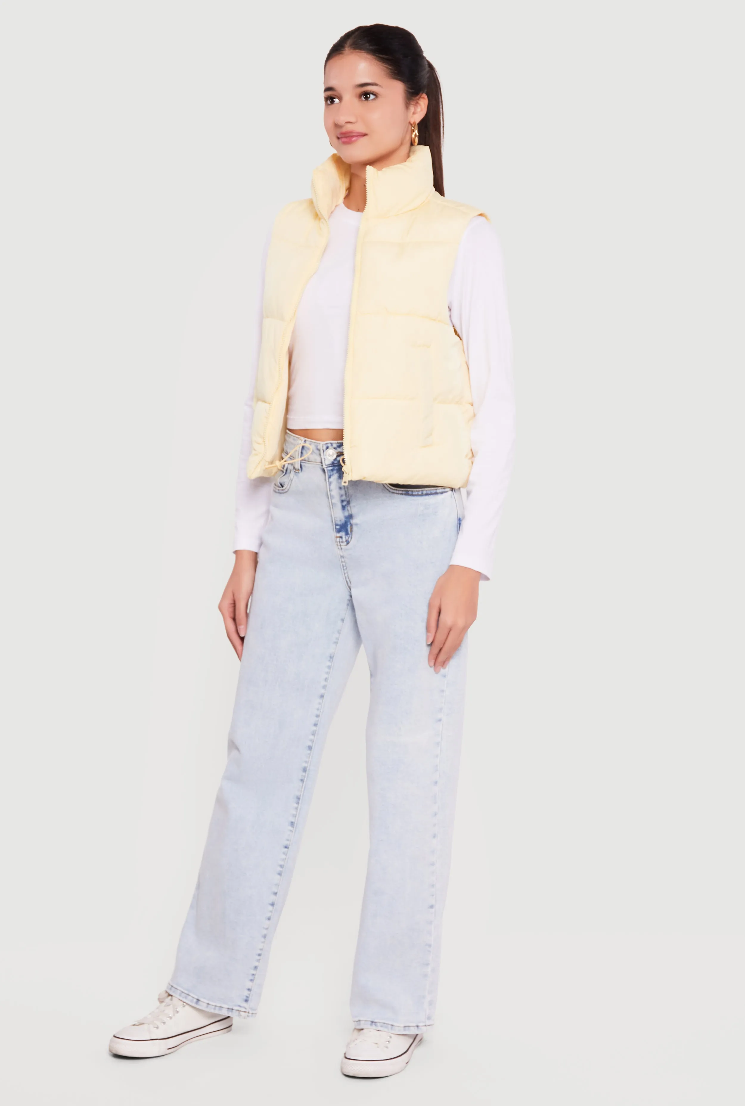 Almost Famous Solid Mock Neck Zip Front Puffer Vest sold by Rainbow product image thumbnail 3