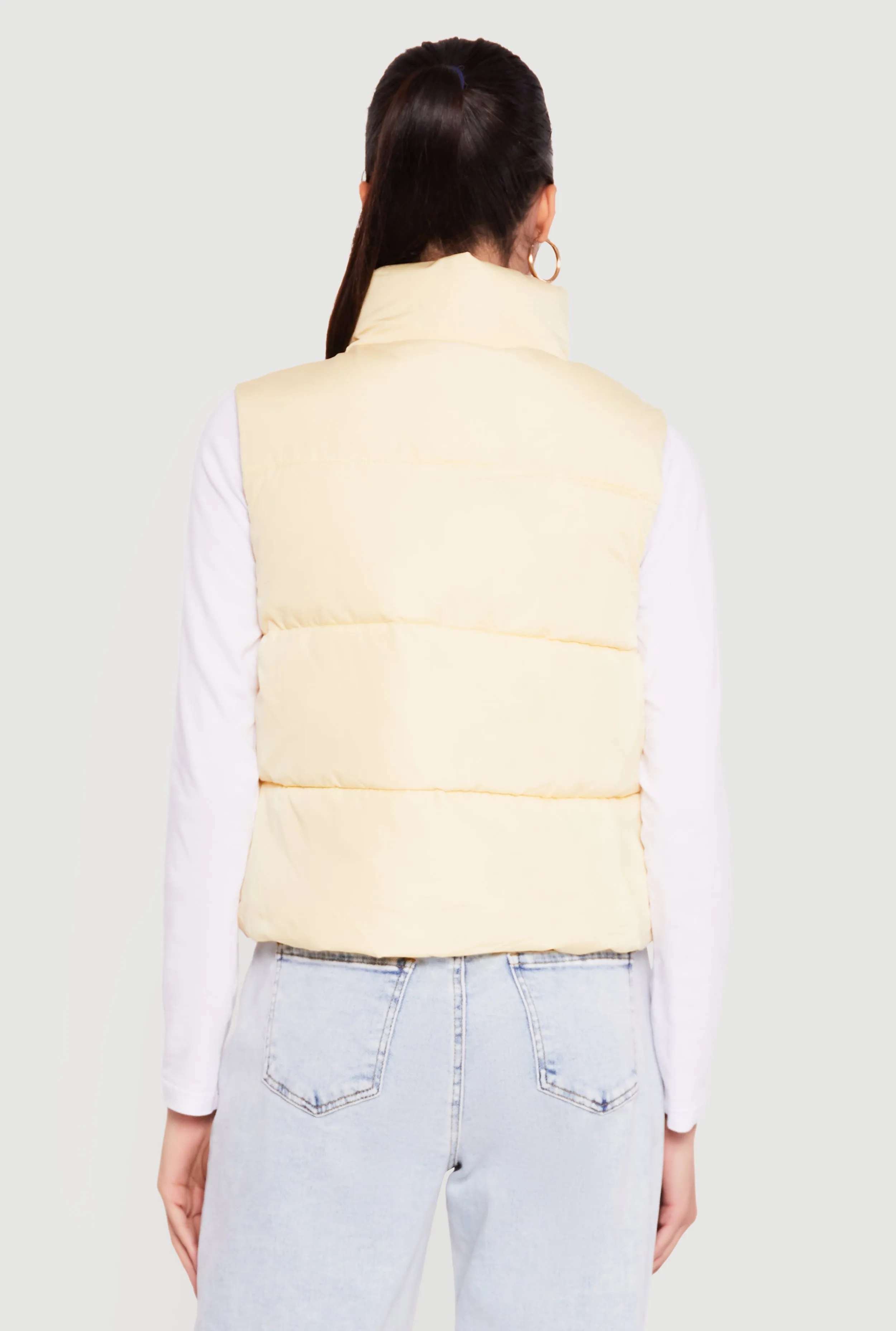 Almost Famous Solid Mock Neck Zip Front Puffer Vest sold by Rainbow product image thumbnail 5