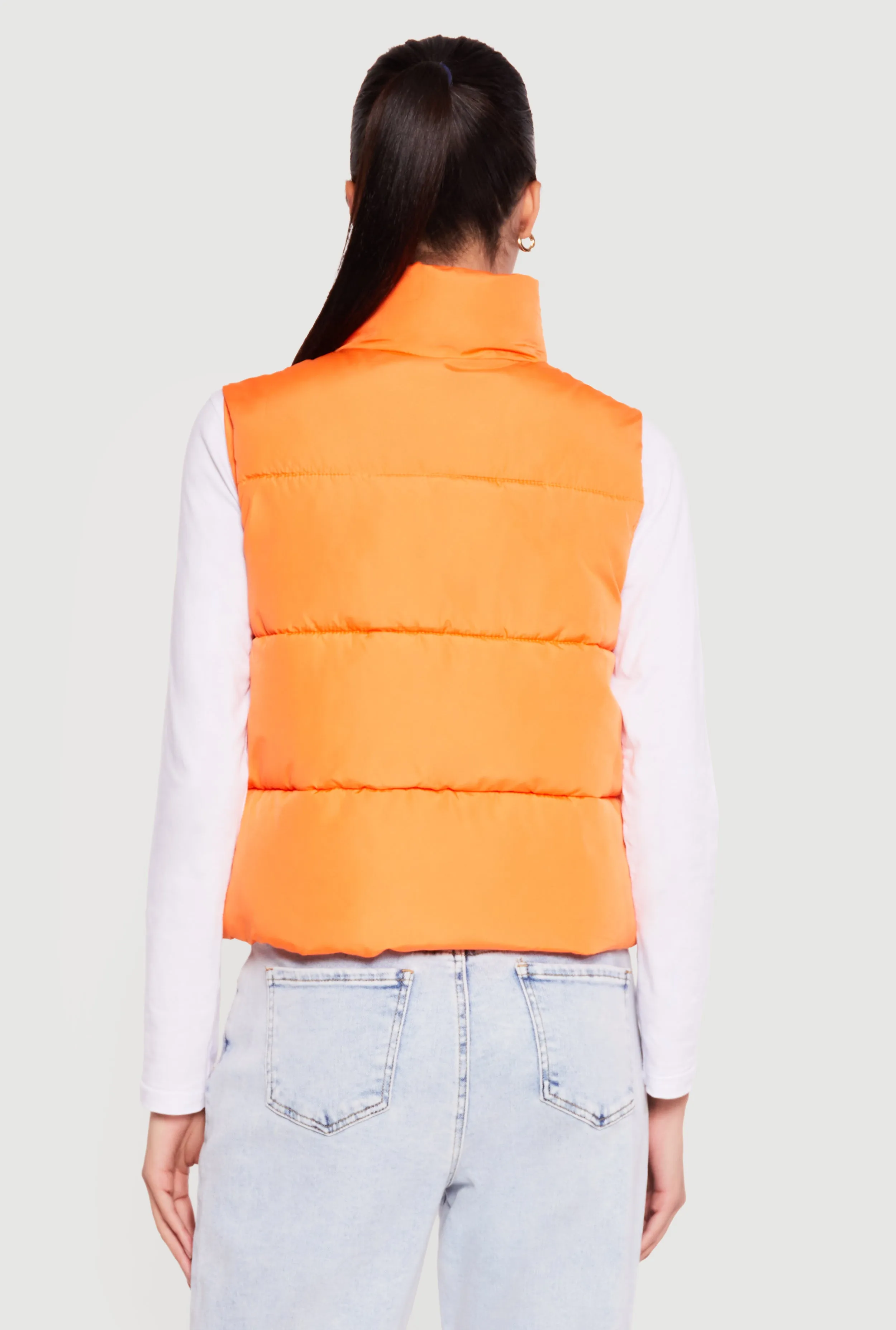 Almost Famous Solid Mock Neck Zip Front Puffer Vest sold by Rainbow product image thumbnail 5