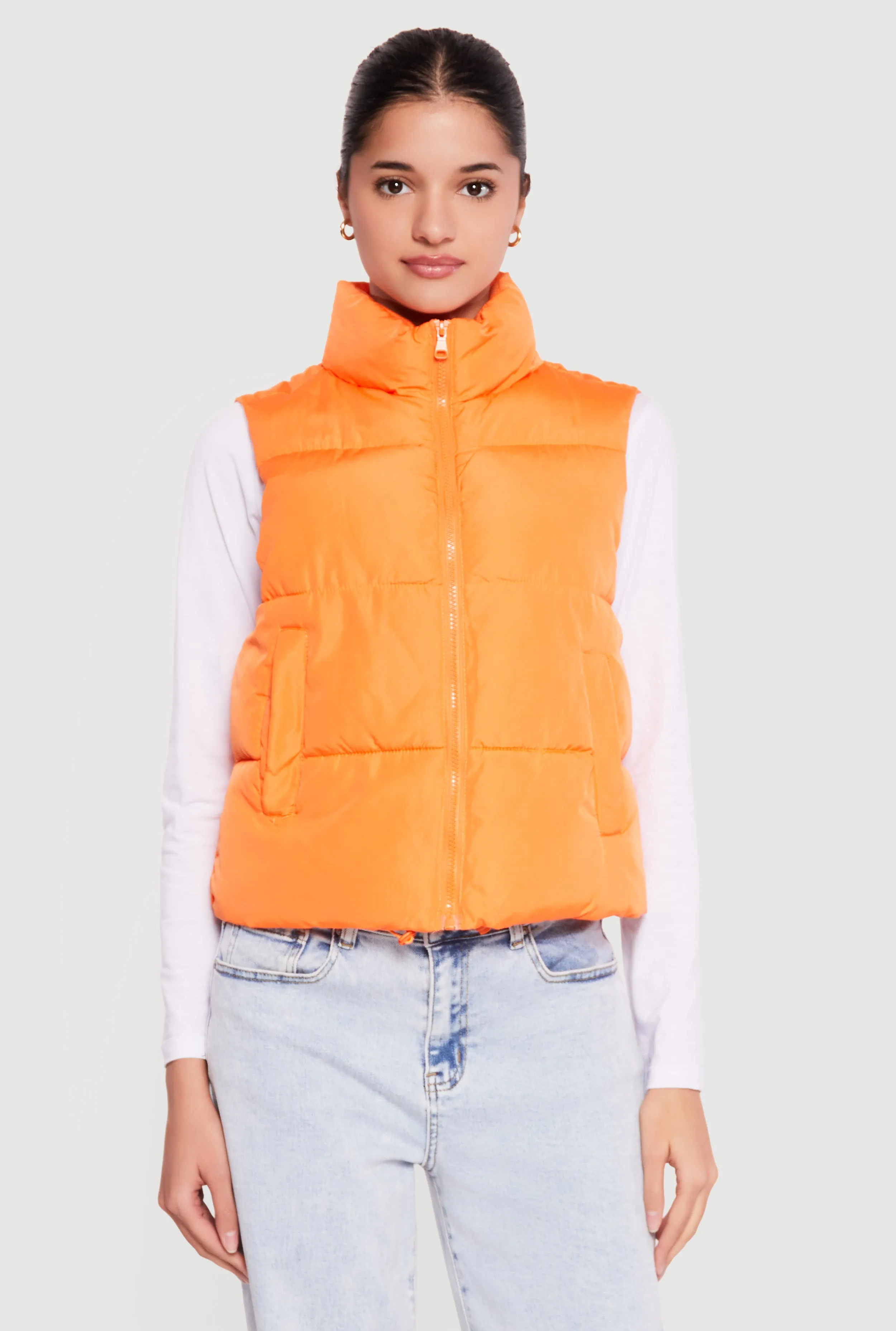Almost Famous Solid Mock Neck Zip Front Puffer Vest sold by Rainbow product image thumbnail 2