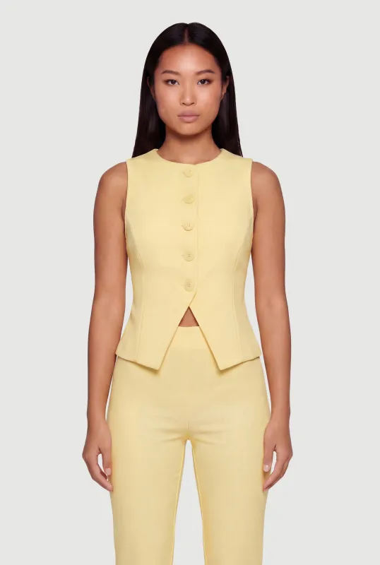 Front Slit Crepe Knit Blazer Vest sold by Rainbow