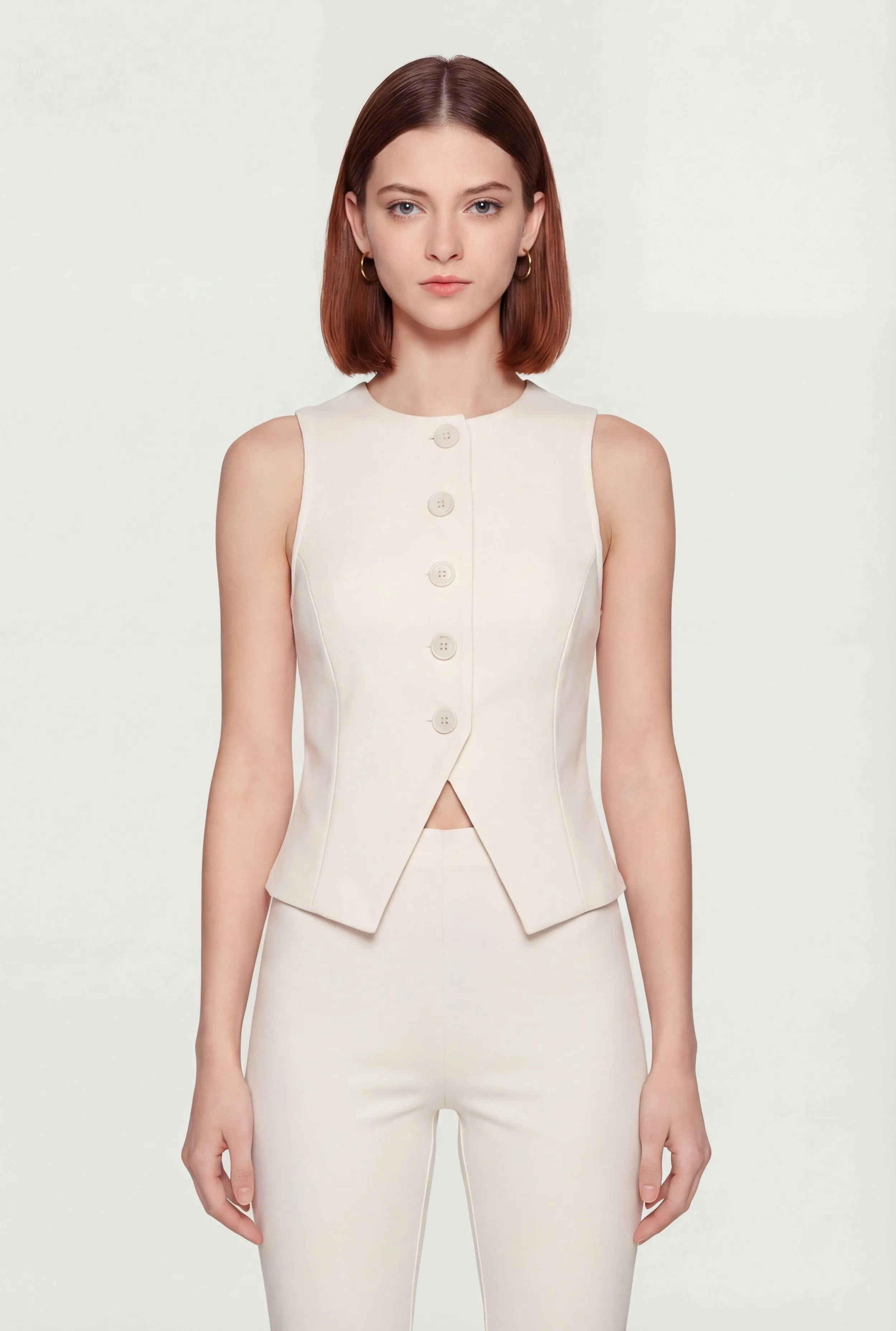 Front Slit Crepe Knit Blazer Vest sold by Rainbow product image thumbnail 4