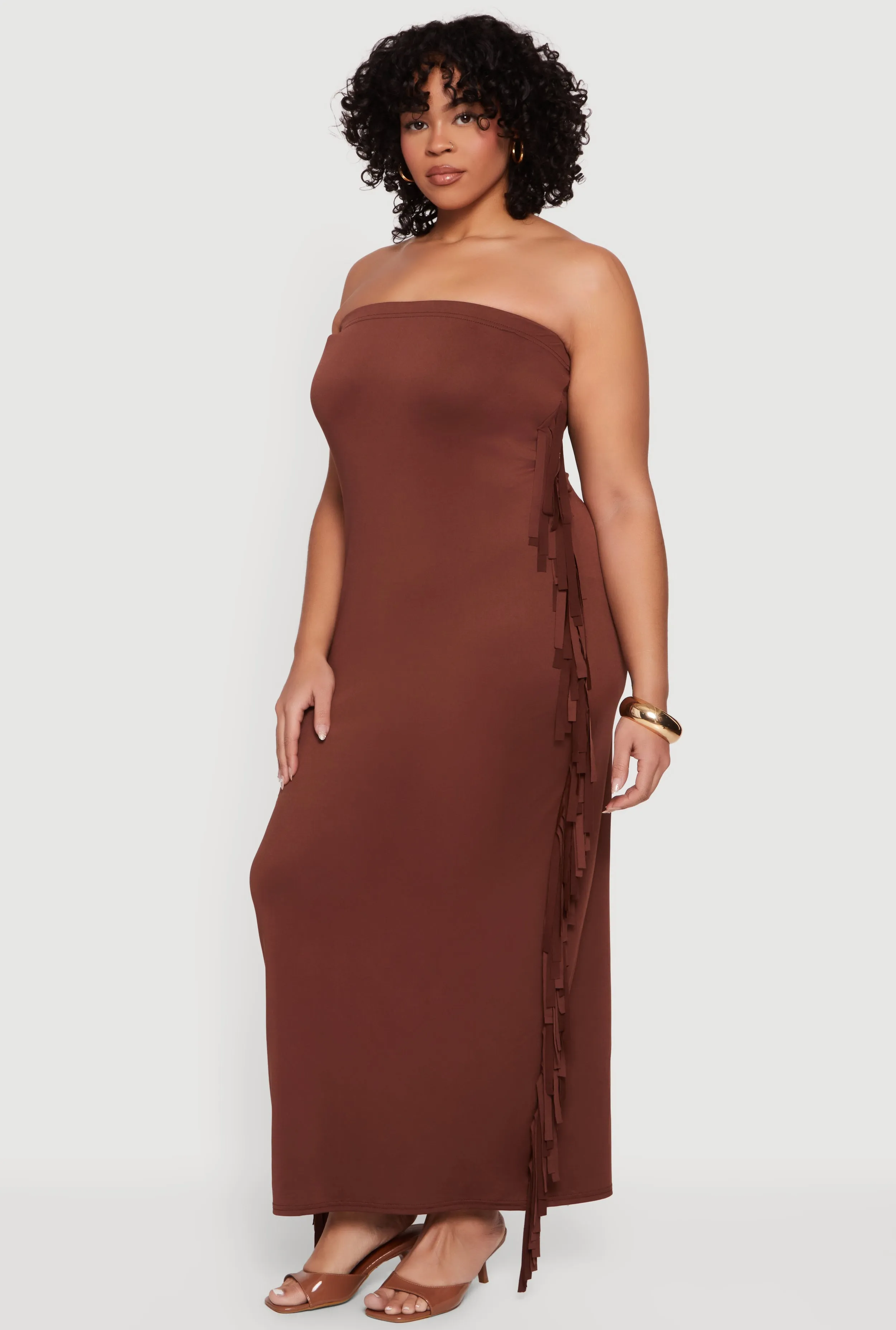 Plus Size Fringe Side Maxi Tube Dress sold by Rainbow product image thumbnail 2